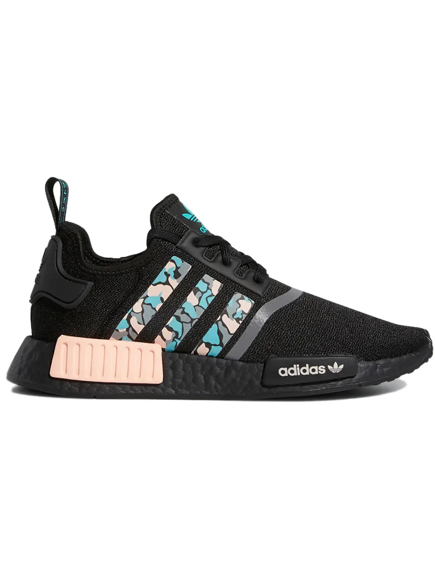Мужские кроссовки с принтом Adidas NMD R1 STLT Primeknit — изображение 1 из 1, черный/-голубой/розовый