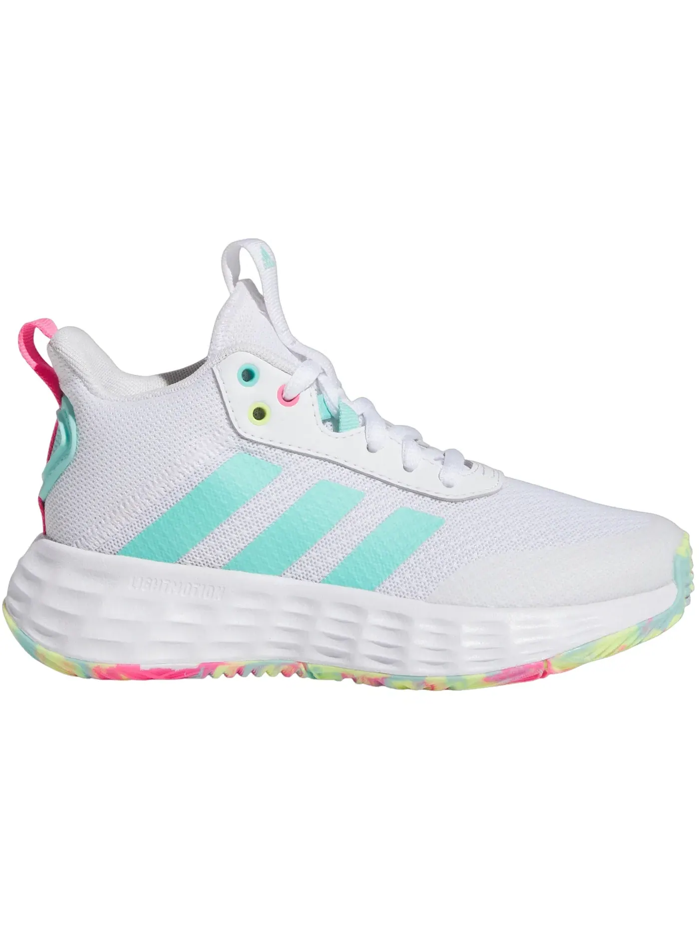 Детские кроссовки с шнуровкой Adidas Ownthegame 2.0 — изображение 1 из 1, белый/голубой/розовый