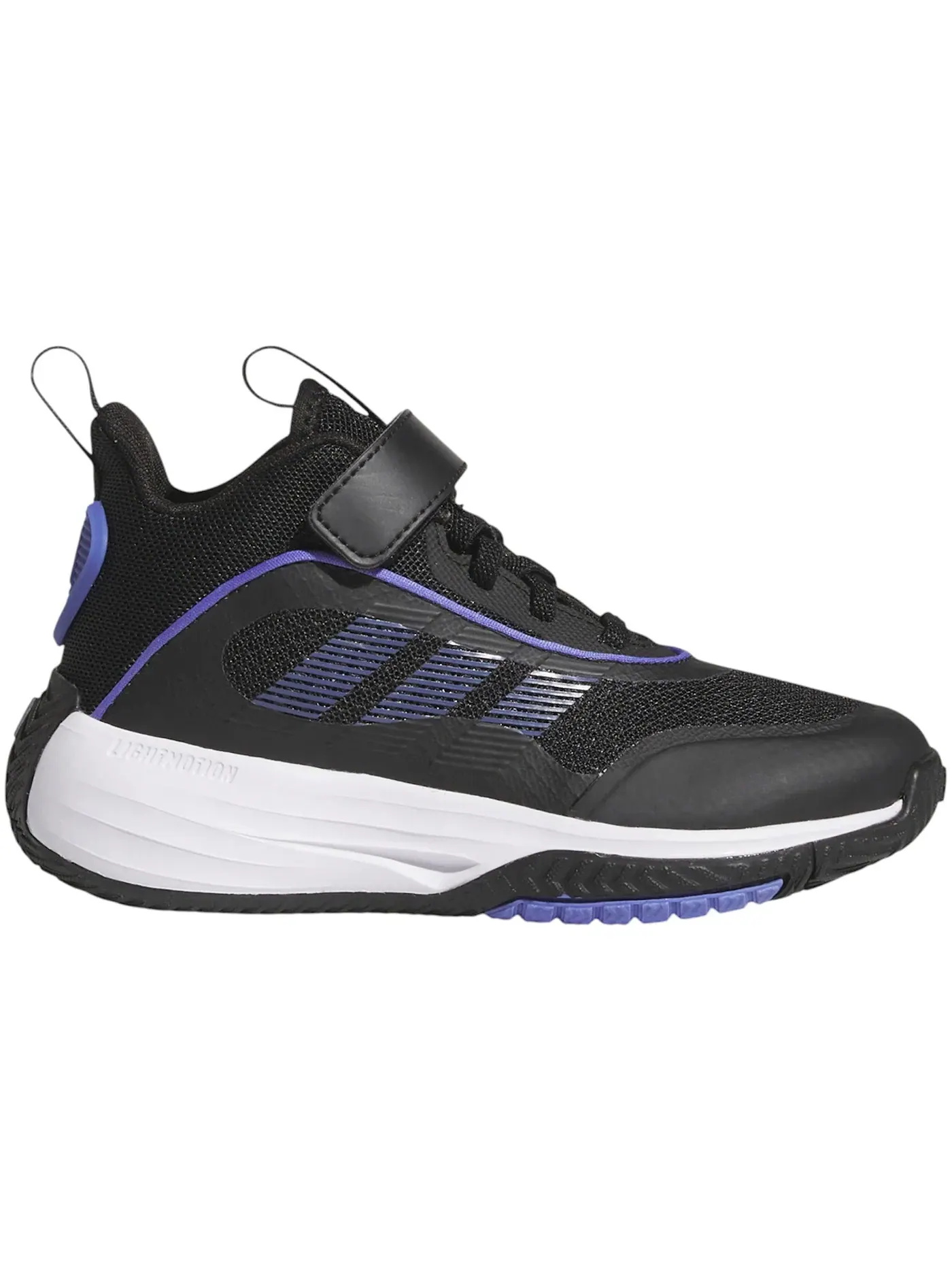 Детские кроссовки для мальчиков с длинным шнурованием Adidas Ownthegame 3.0 — изображение 1 из 1, черный синий белый