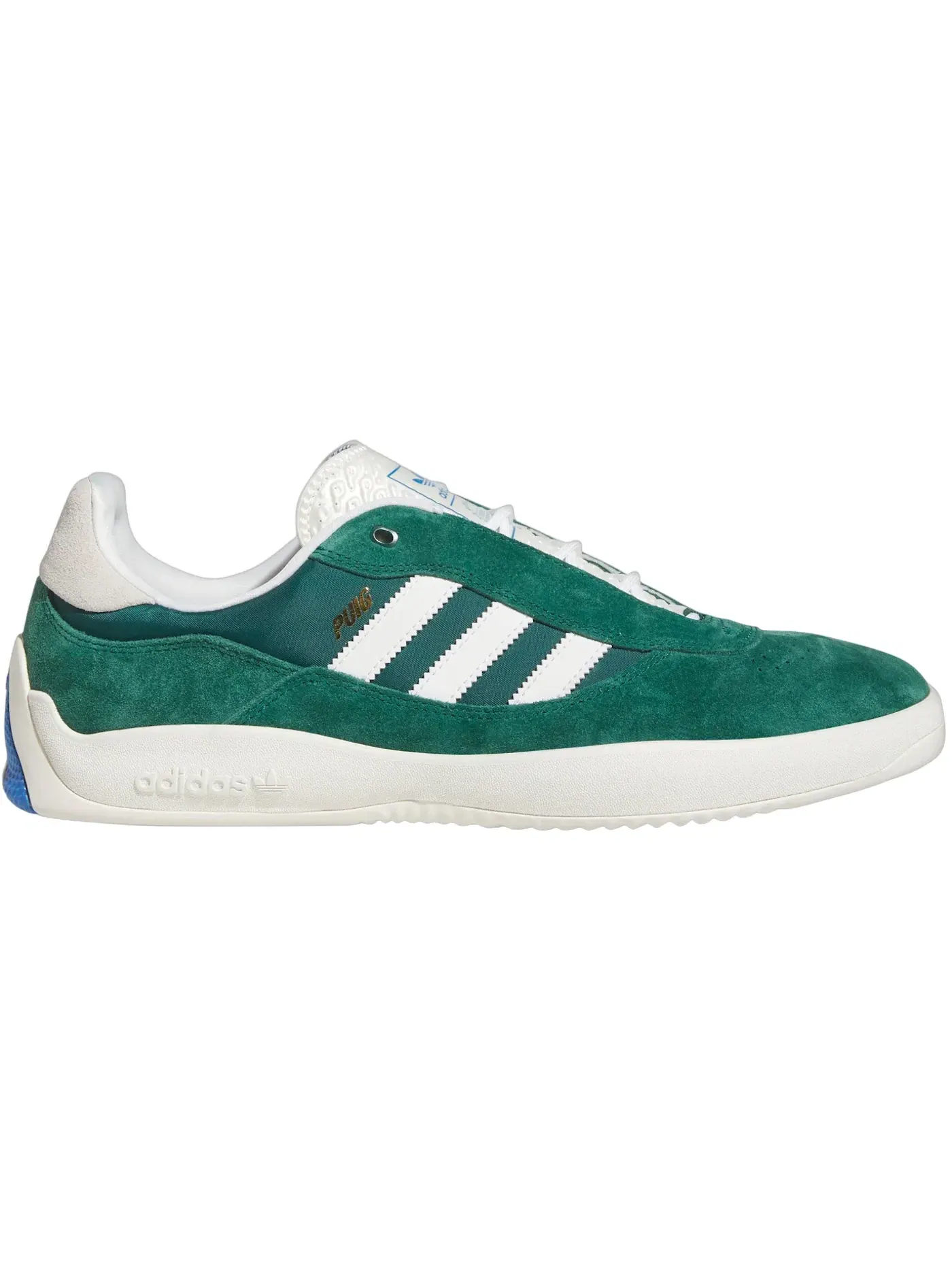 Мужские кроссовки с верхом из кожи и текстиля Adidas Puig — изображение 1 из 1, зеленый/белый/синий