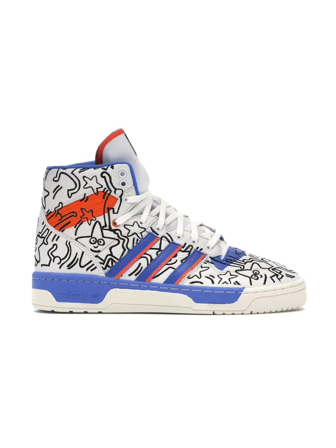 Мужские кроссовки Lifestyle с принтом Adidas Rivalry Hi Adidas — изображение 1 из 4, белый/синий/оранжевый