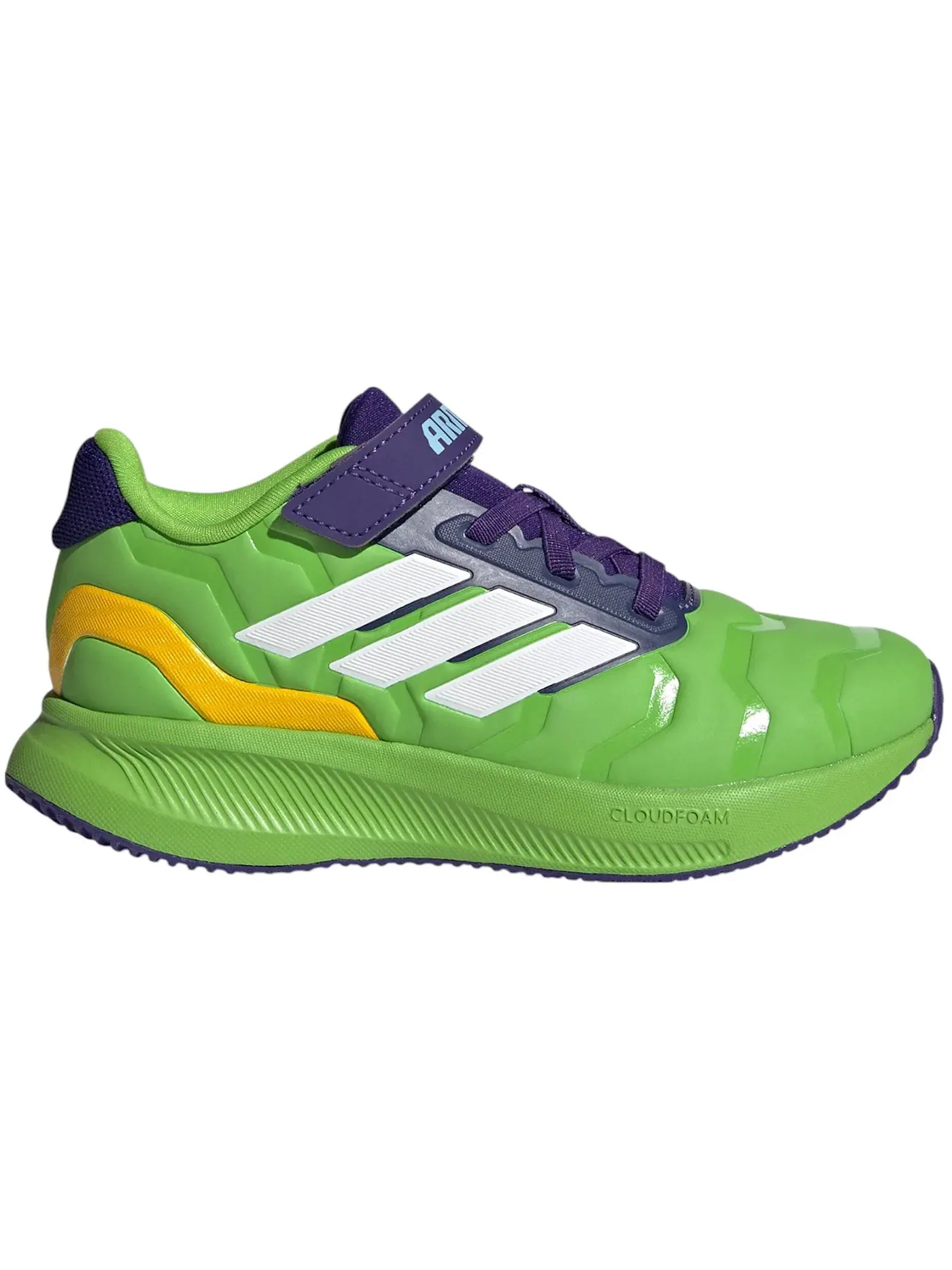 Детские кроссовки для бега с безшнуровкой Runfalcon 5 Adidas — изображение 1 из 1, зеленый/белый/фиолетовый