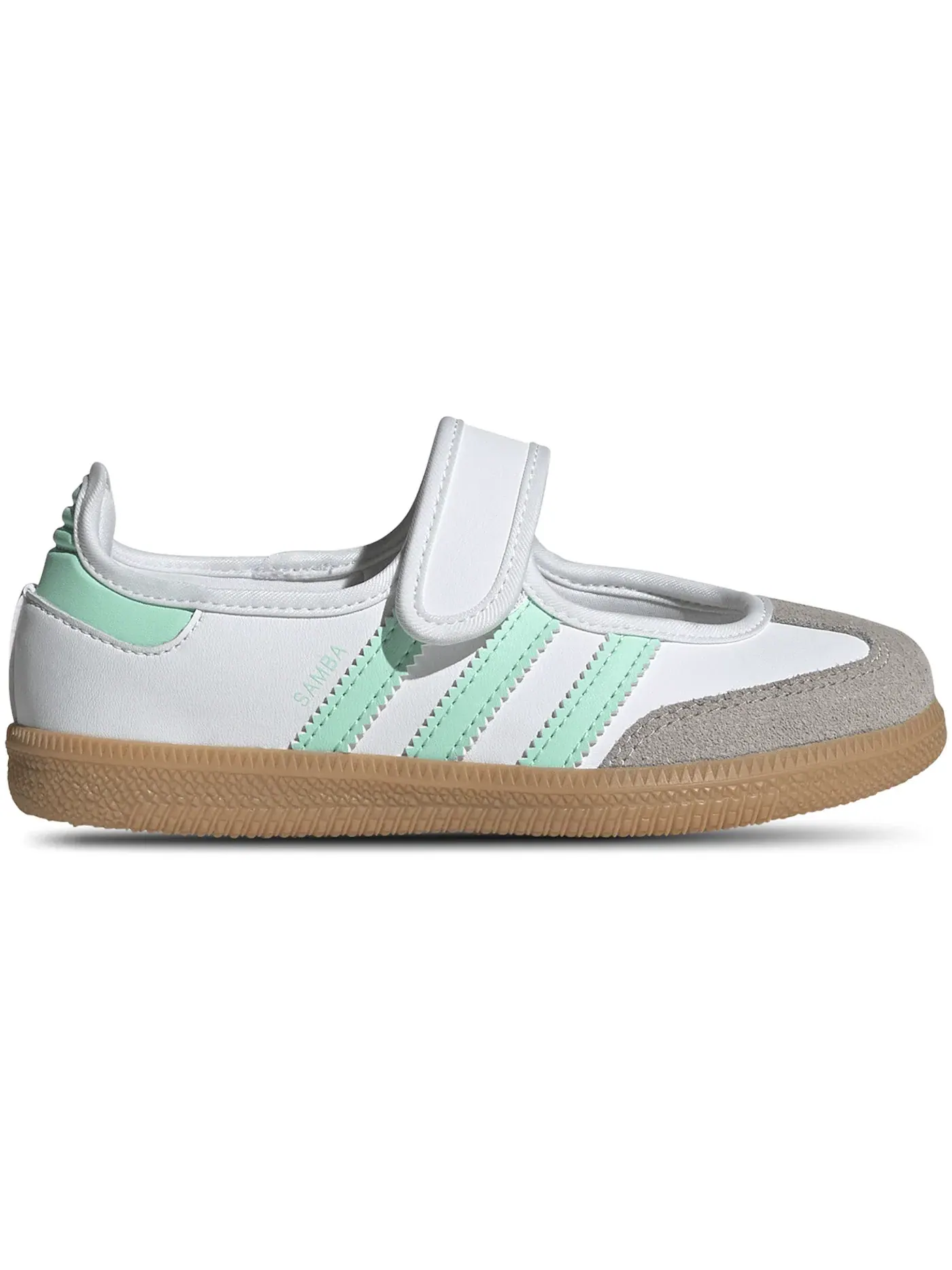 Детские кроссовки для девочек с классическим дизайном Adidas Samba Jane — изображение 1 из 1, белый/зеленый