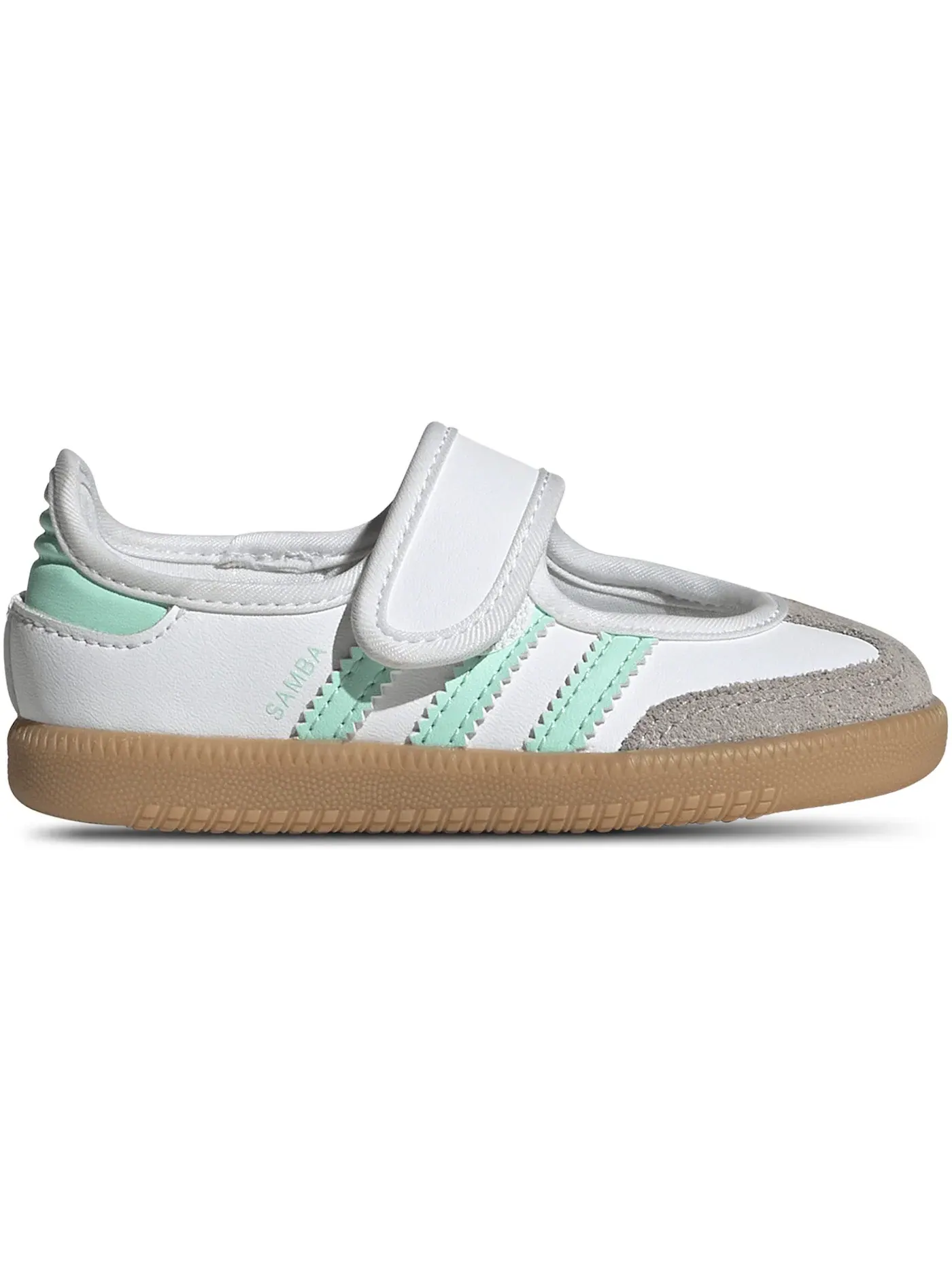 Детские кроссовки с длинным язычком Adidas Samba Jane — изображение 1 из 1, белый/зеленый