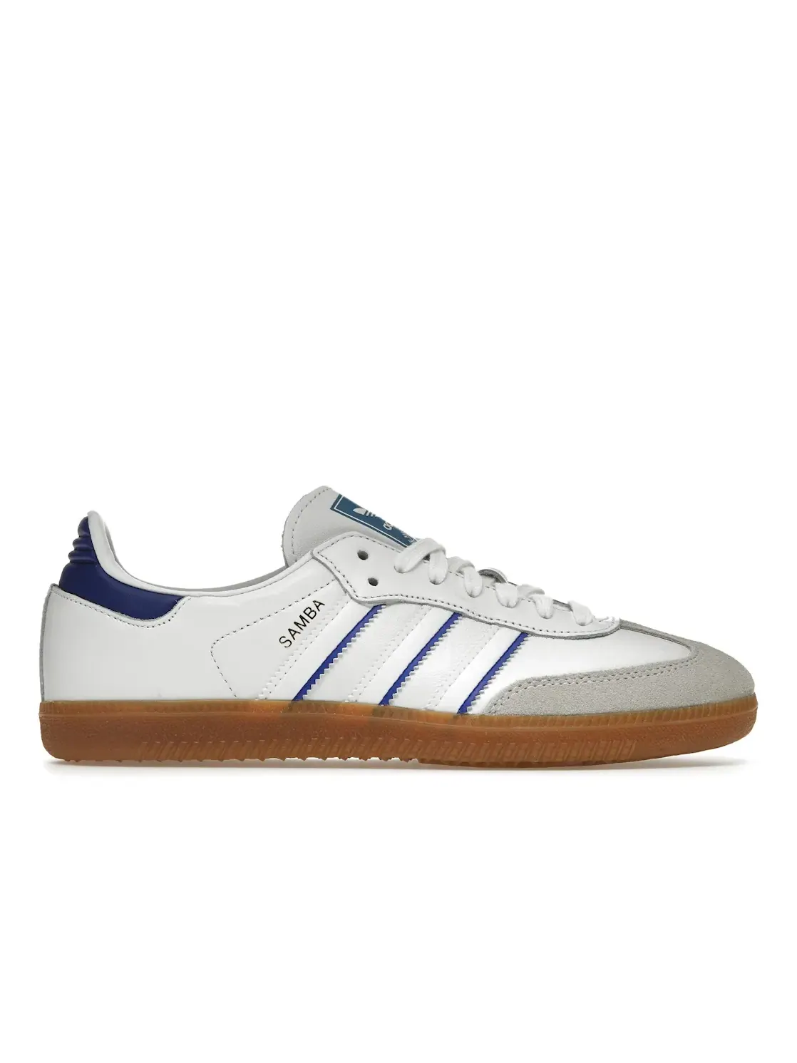 Мужские кеды с кожаным верхом Adidas Samba Leather — изображение 1 из 4, белый синий