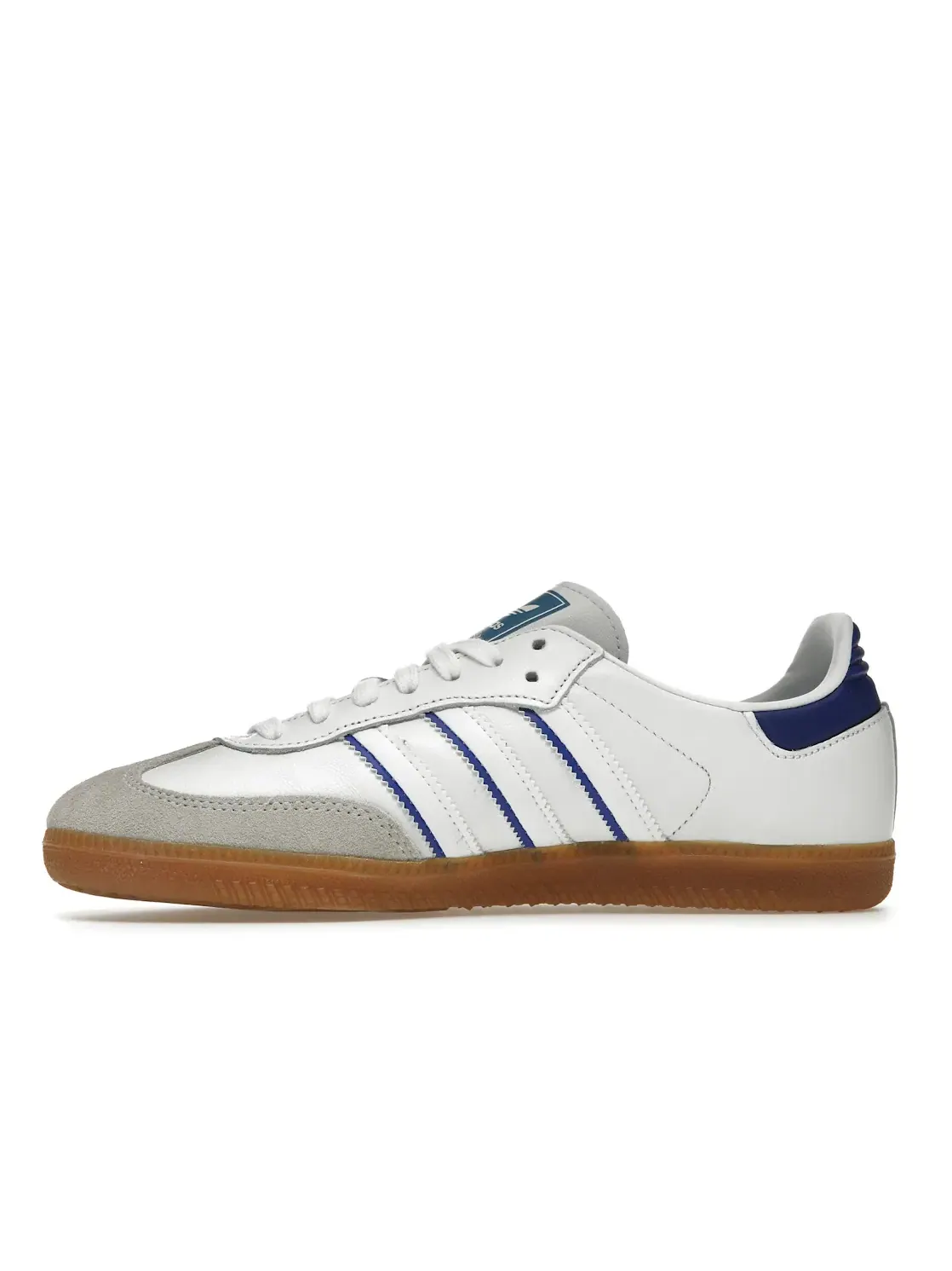Мужские кеды с кожаным верхом Adidas Samba Leather — изображение 3 из 4, белый синий