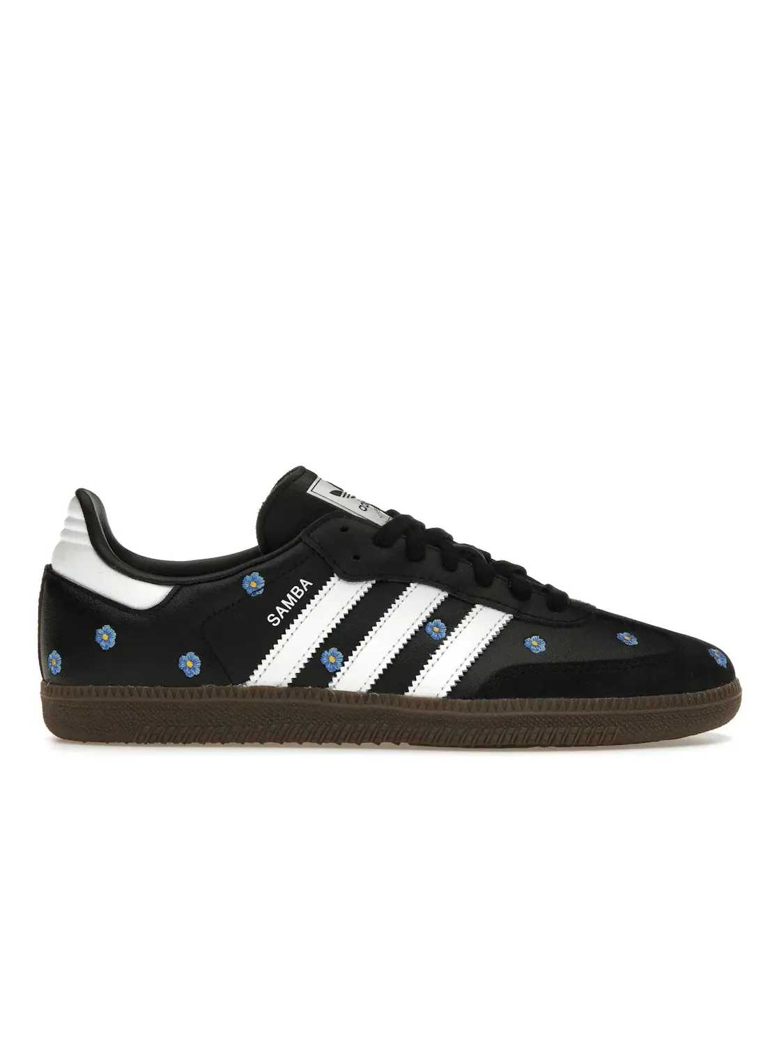 Женские кроссовки с вышивкой цветов Adidas Samba — изображение 1 из 4, черный/черный/белый