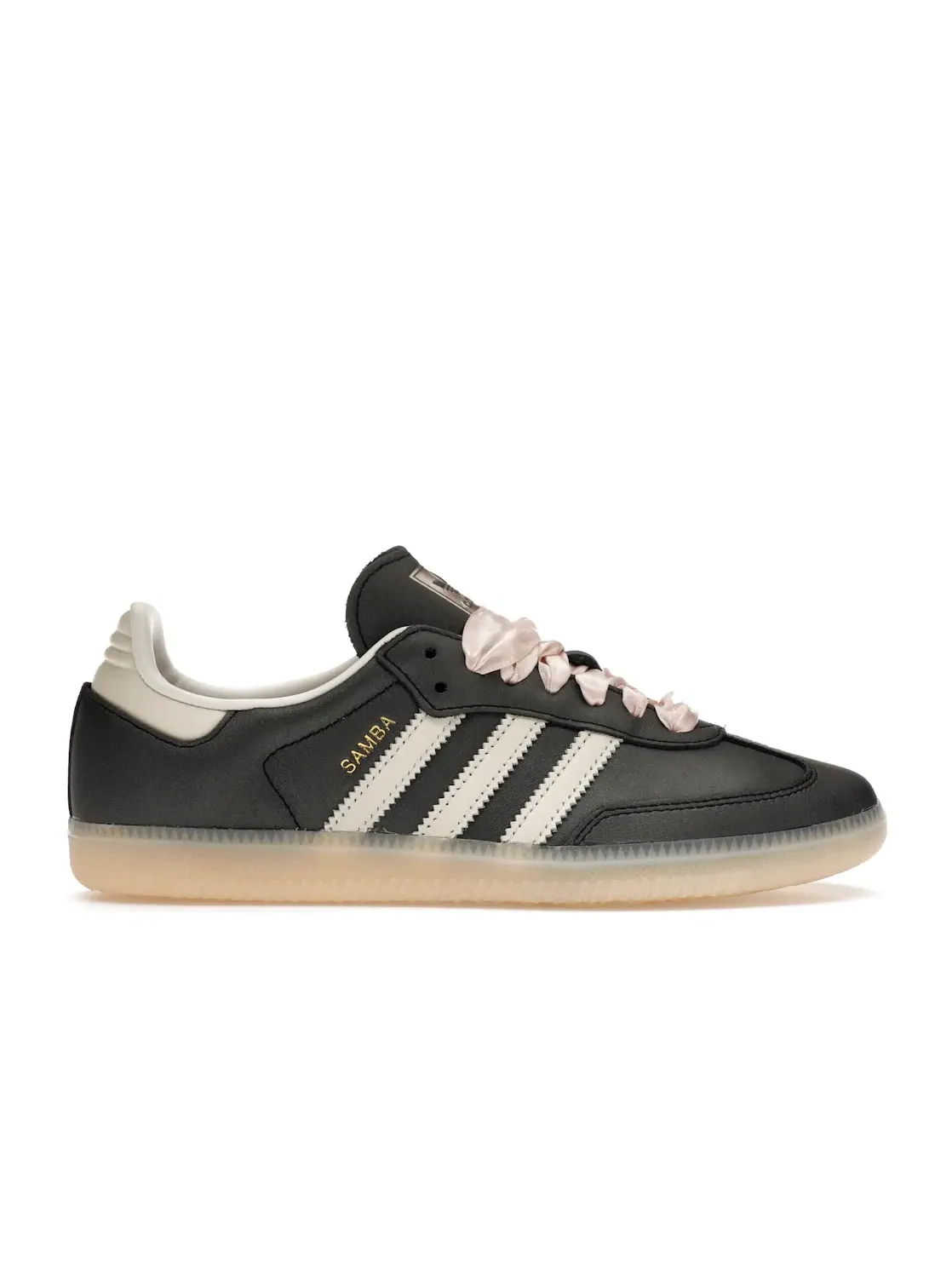 Женские кроссовки с розовыми ленточками Adidas Samba OG — изображение 1 из 4, черный/бежевый/розовый