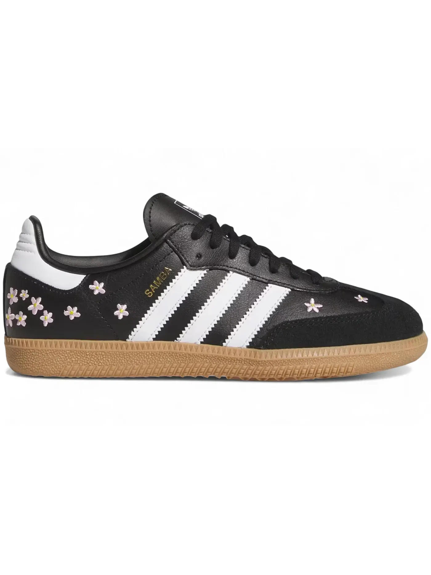 Детские кроссовки для мальчиков с цветочной вышивкой Adidas Samba OG — изображение 1 из 1, черный белый