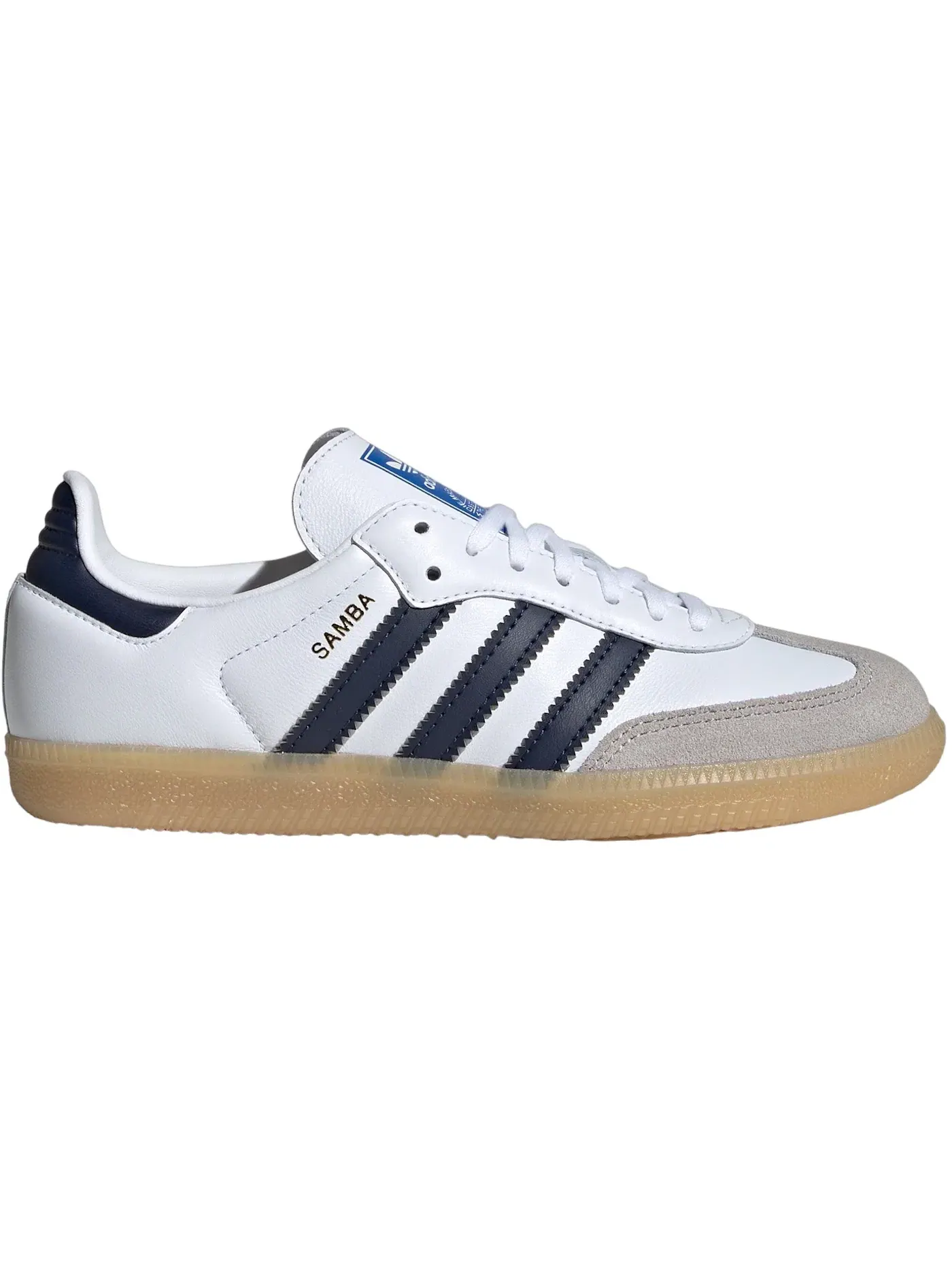 Детские кроссовки Lifestyle с длинным язычком Adidas Samba OG — изображение 1 из 1, белый темно-синий