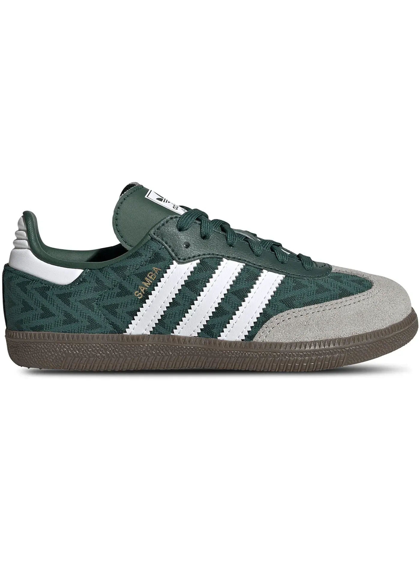 Детские кеды Lifestyle с длинным язычком Adidas Samba OG — изображение 1 из 1, зеленый/белый