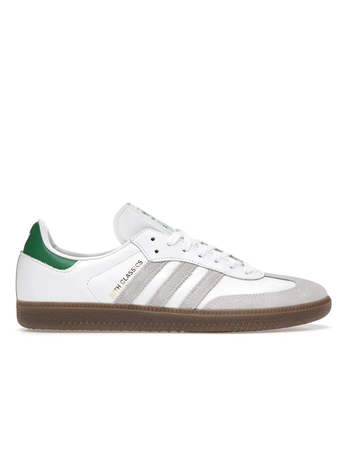 Мужские кроссовки Lifestyle с премиальной кожи Kith Classics White Green Adidas — изображение 1 из 4, белый//золотистый