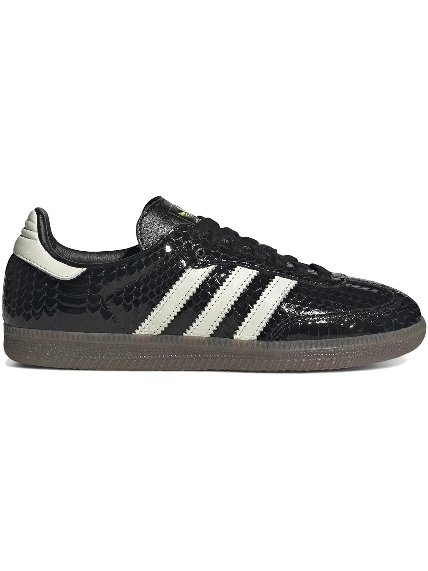 Женские кроссовки с патентованным змеиным принтом Adidas Samba — изображение 1 из 1, черный/белый