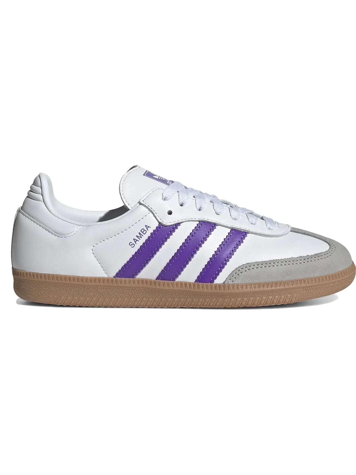 Женские кроссовки для повседневной носки Adidas Samba OG — изображение 1 из 1, белый/фиолетовый/серый