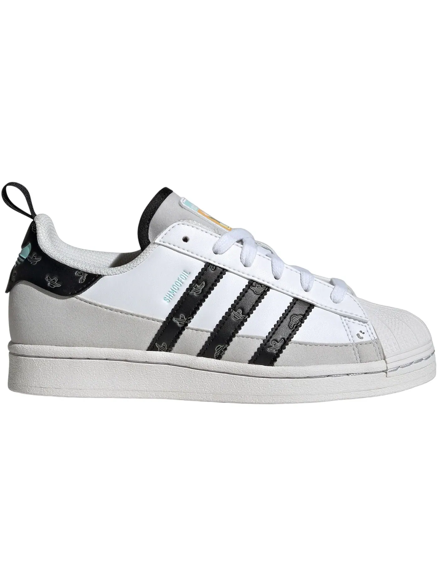 Детские кроссовки с принтом Adidas Shmoofoil Superstar Adidas — изображение 1 из 1, белый черный серый