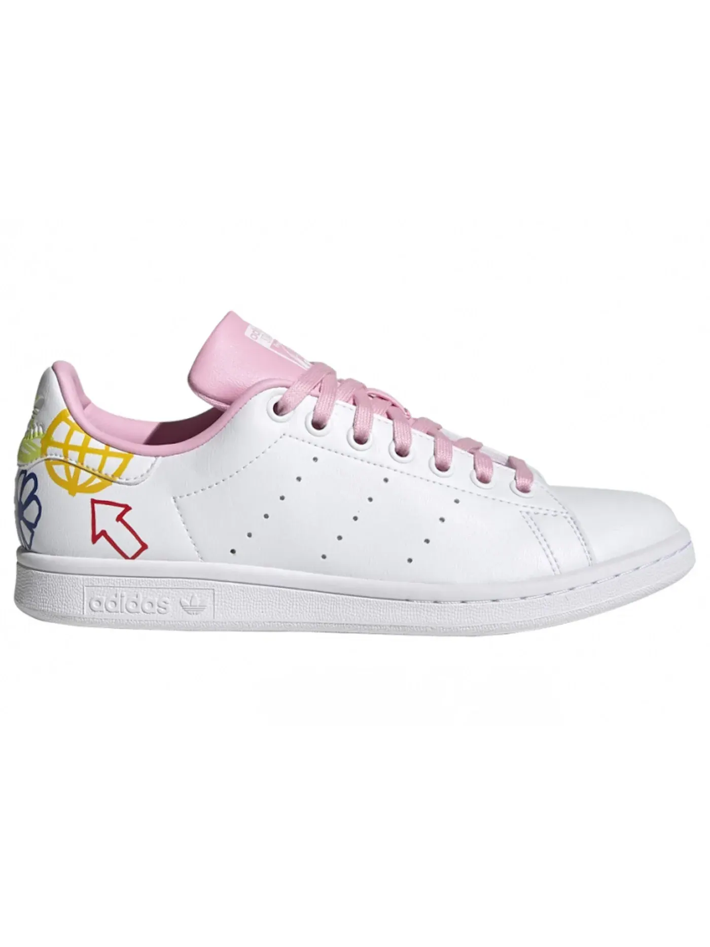 Женские кроссовки с принтом Adidas Stan Smith Adidas — изображение 1 из 1, белый/розовый/белый