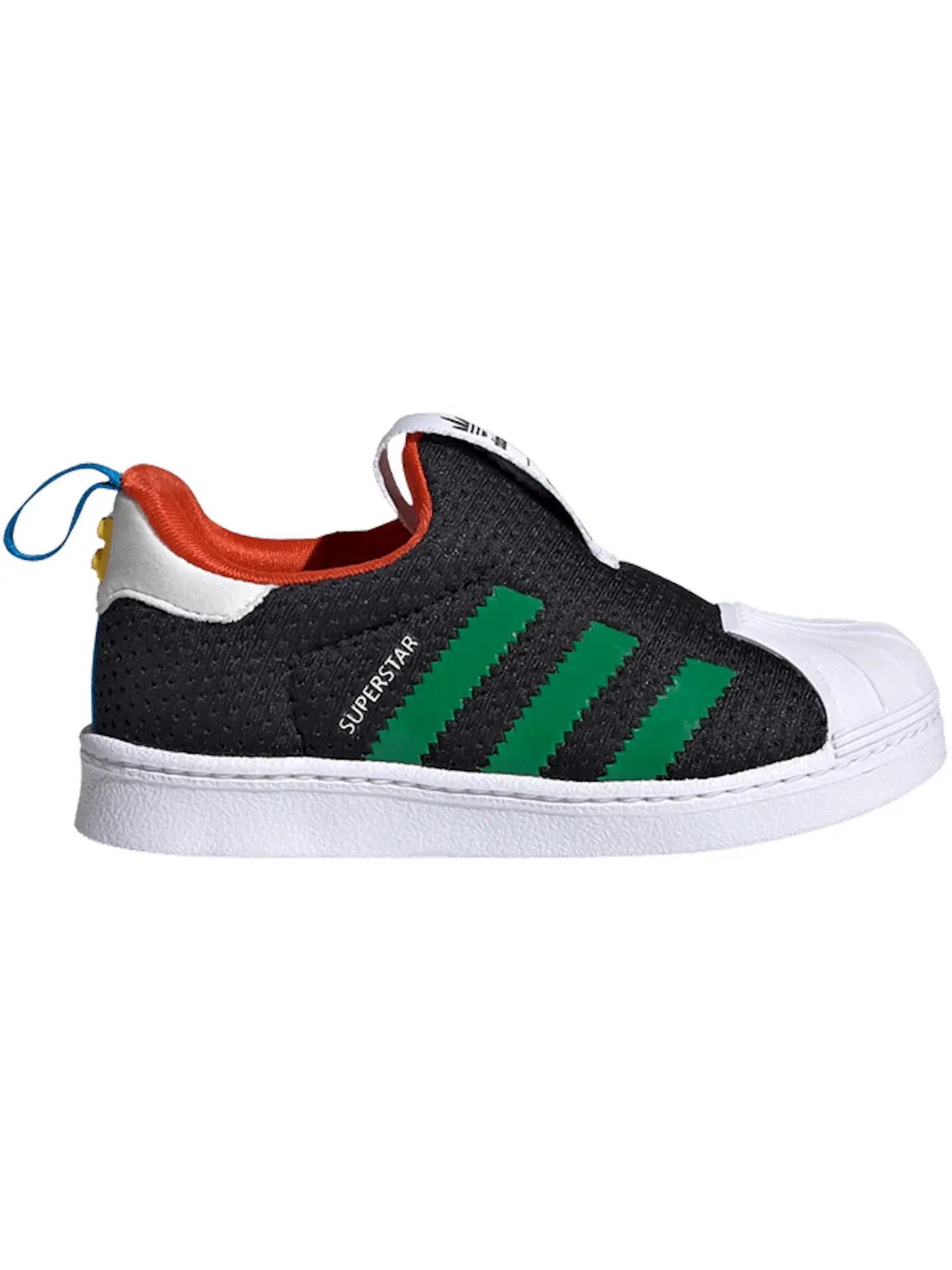 Детские кроссовки с закрытой шнуровкой Adidas Superstar 360 LEGO Black Green — изображение 1 из 1, черный/зеленый/белый