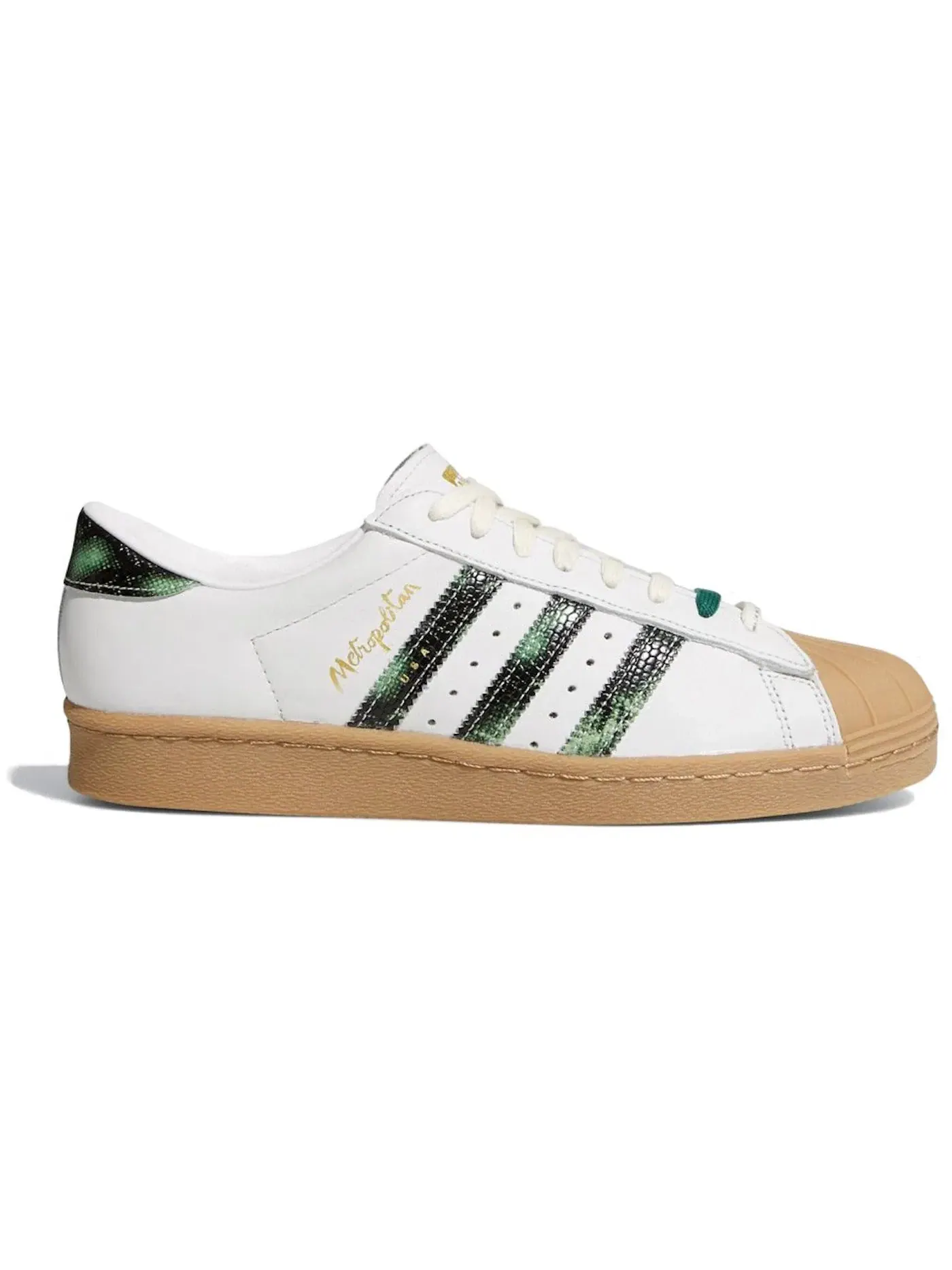 Мужские кроссовки с принтом змеиной кожи Adidas Superstar 80 — изображение 1 из 1, белый/зеленый/золотистый