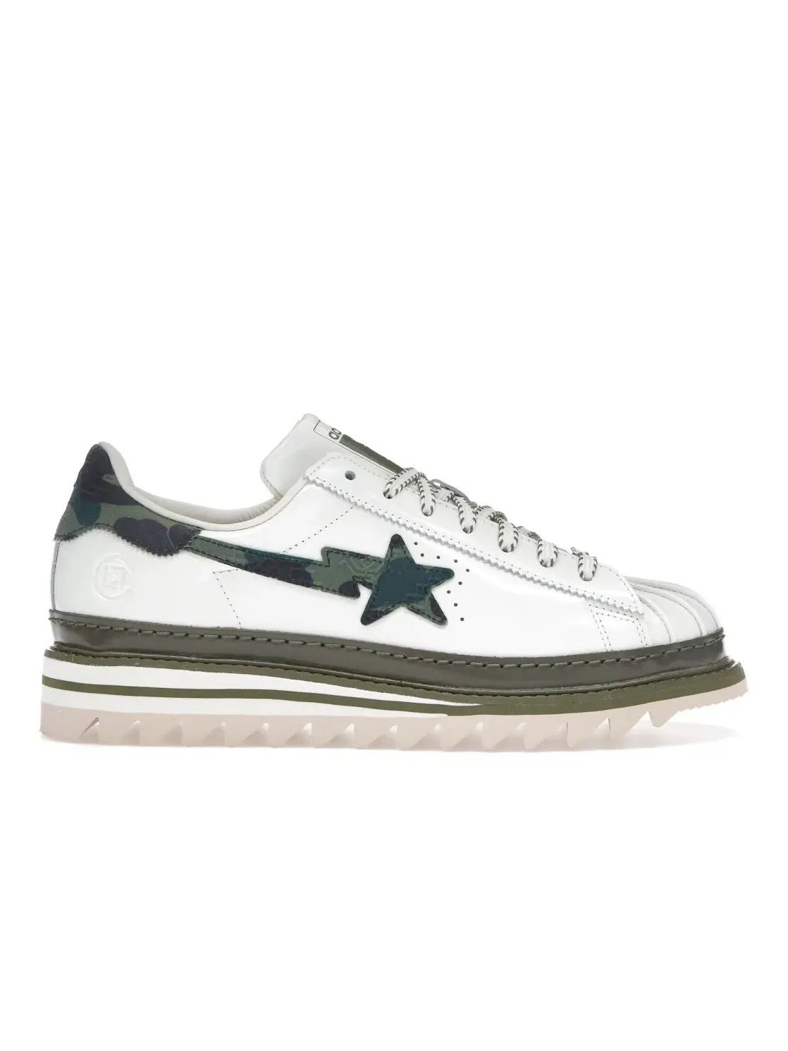 Мужские кроссовки Lifestyle с коллаборацией CLOT x Bape Adidas Superstar — изображение 1 из 4, белый//оливковый