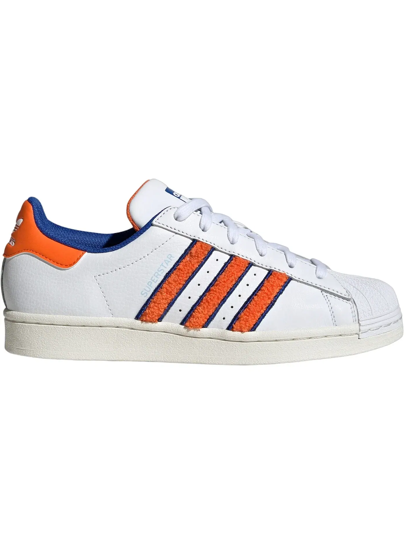 Женские кроссовки с контрастными вставками Adidas Superstar — изображение 1 из 1, белый/оранжевый/синий