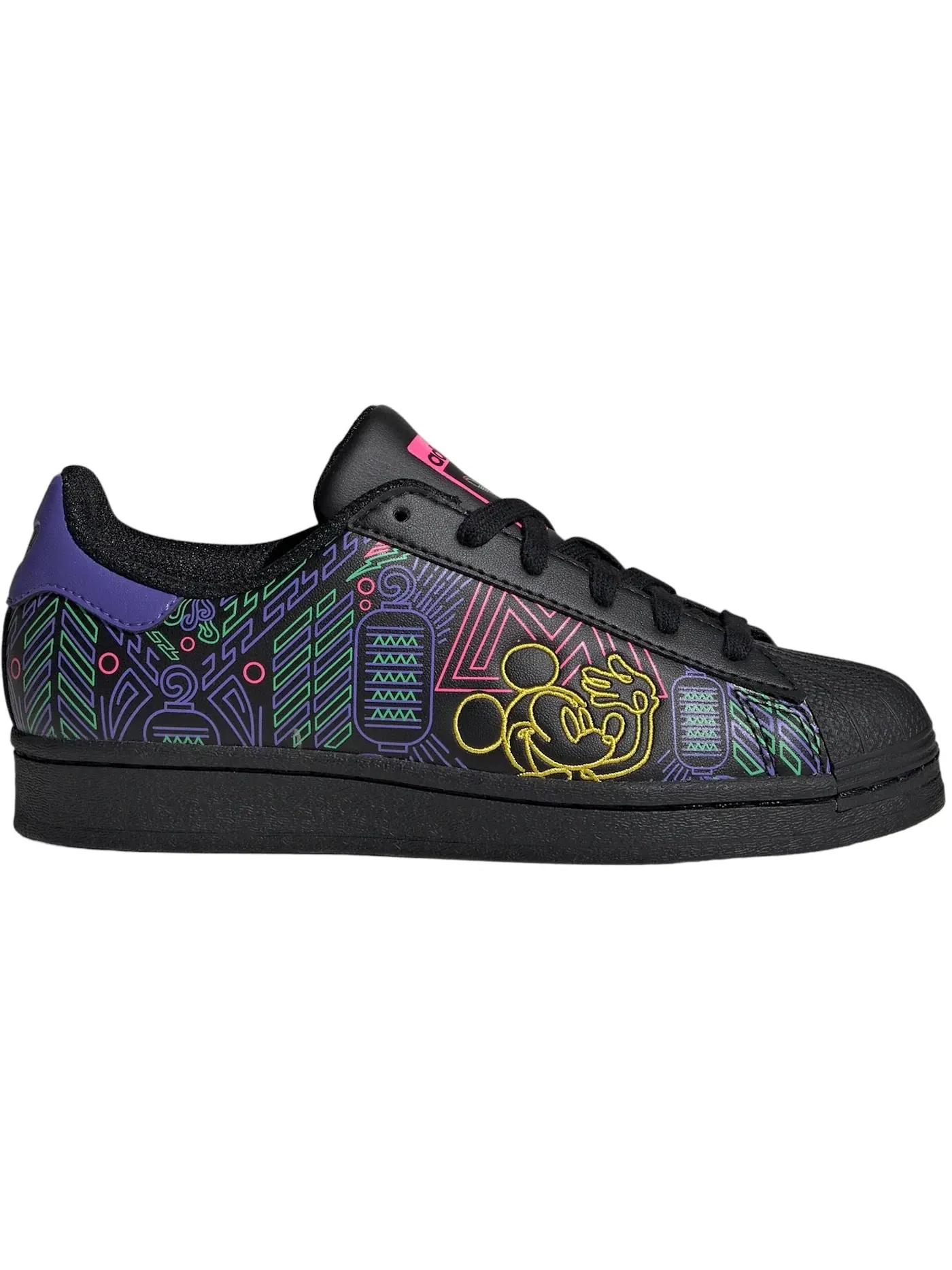 Детские кроссовки с принтом Adidas Superstar Adidas — изображение 1 из 1, черный белый желтый