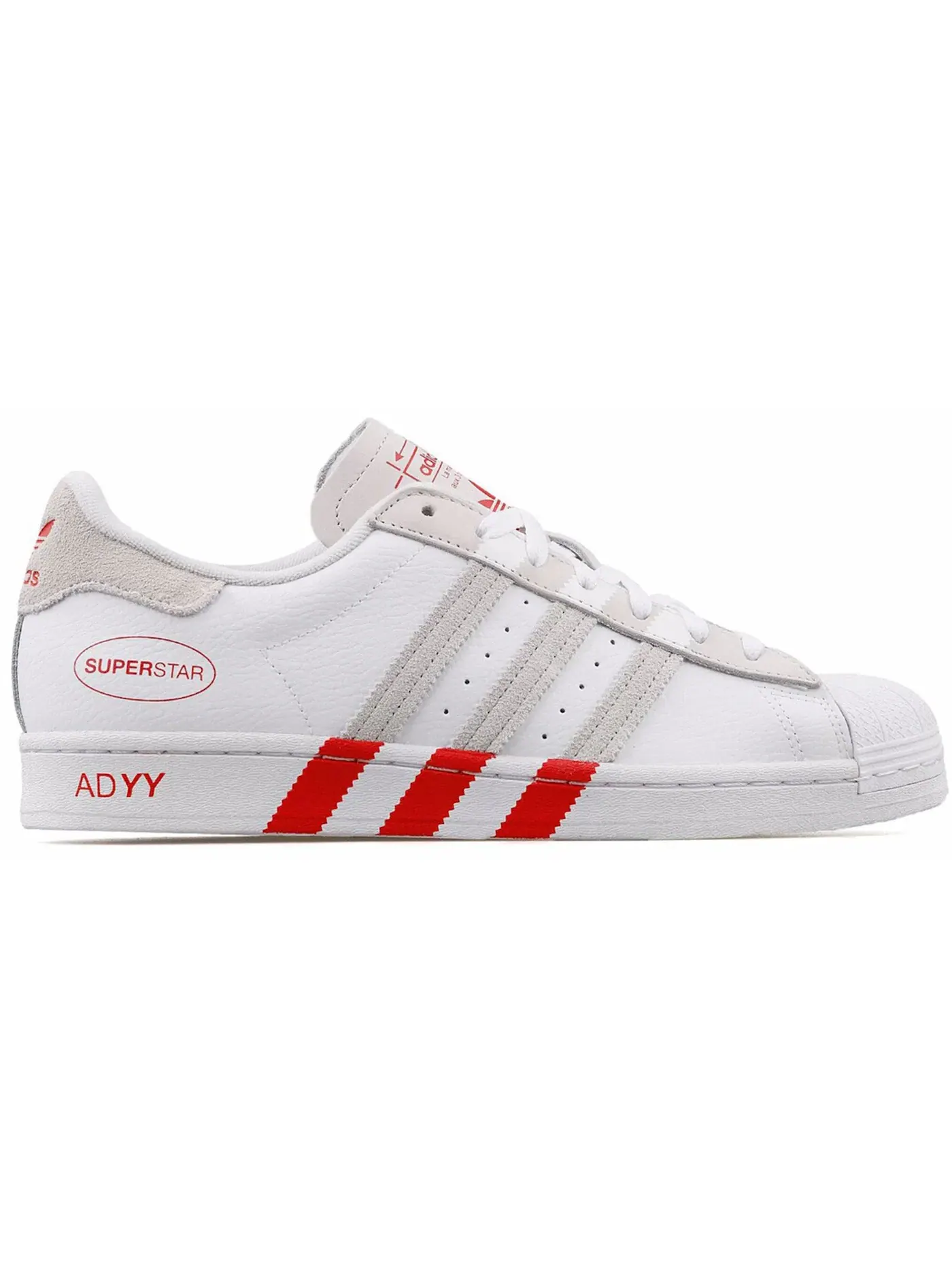 Мужские кроссовки с тремя полосками Adidas Superstar Adidas — изображение 1 из 1, белый/серый/красный