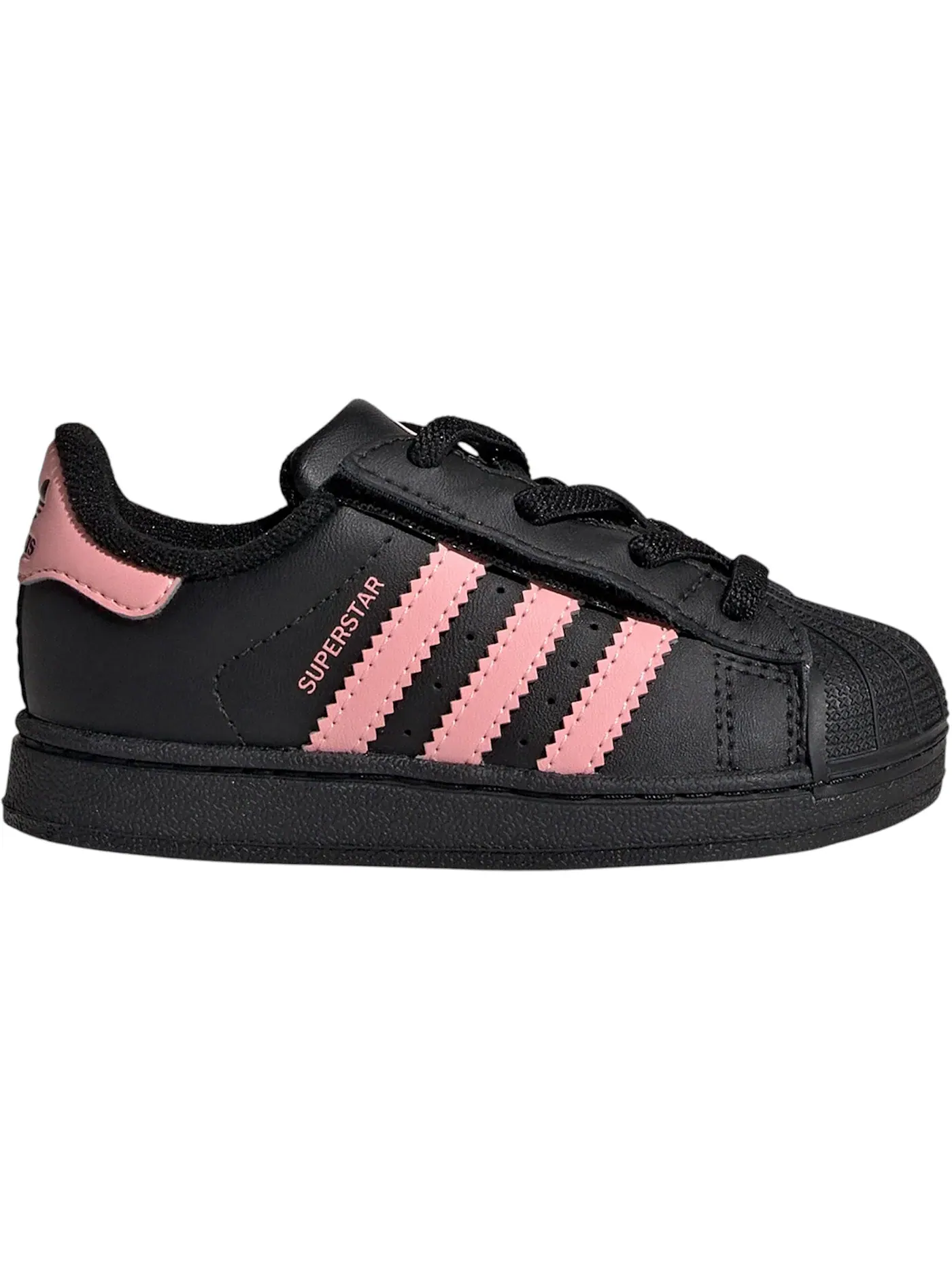 Детские кроссовки Lifestyle на липучках Adidas Superstar II Comfort Closure — изображение 1 из 1, черный/розовый/черный