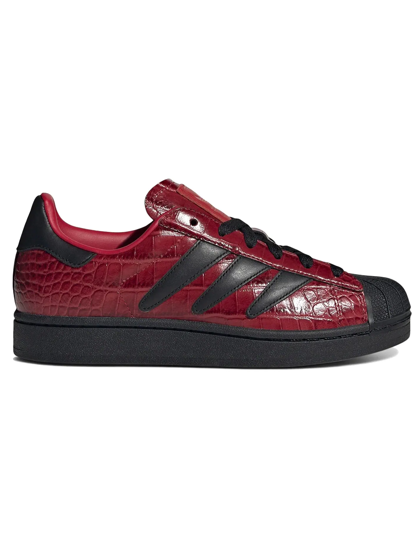 Женские кроссовки с перфорированным носком Adidas Superstar II — изображение 1 из 1, красный/черный/черный
