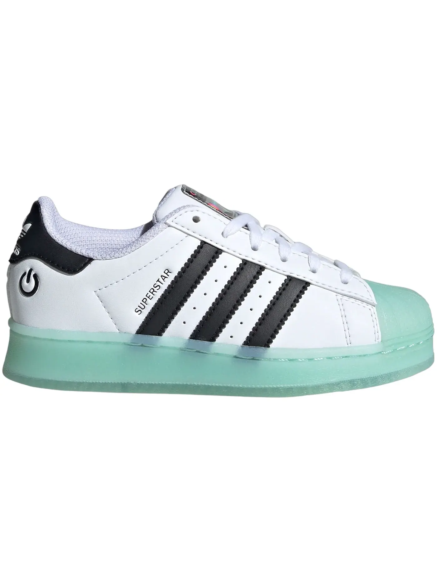 Детские кроссовки Lifestyle с LED-подсветкой Adidas Superstar LED Lights — изображение 1 из 1, белый голубой черный
