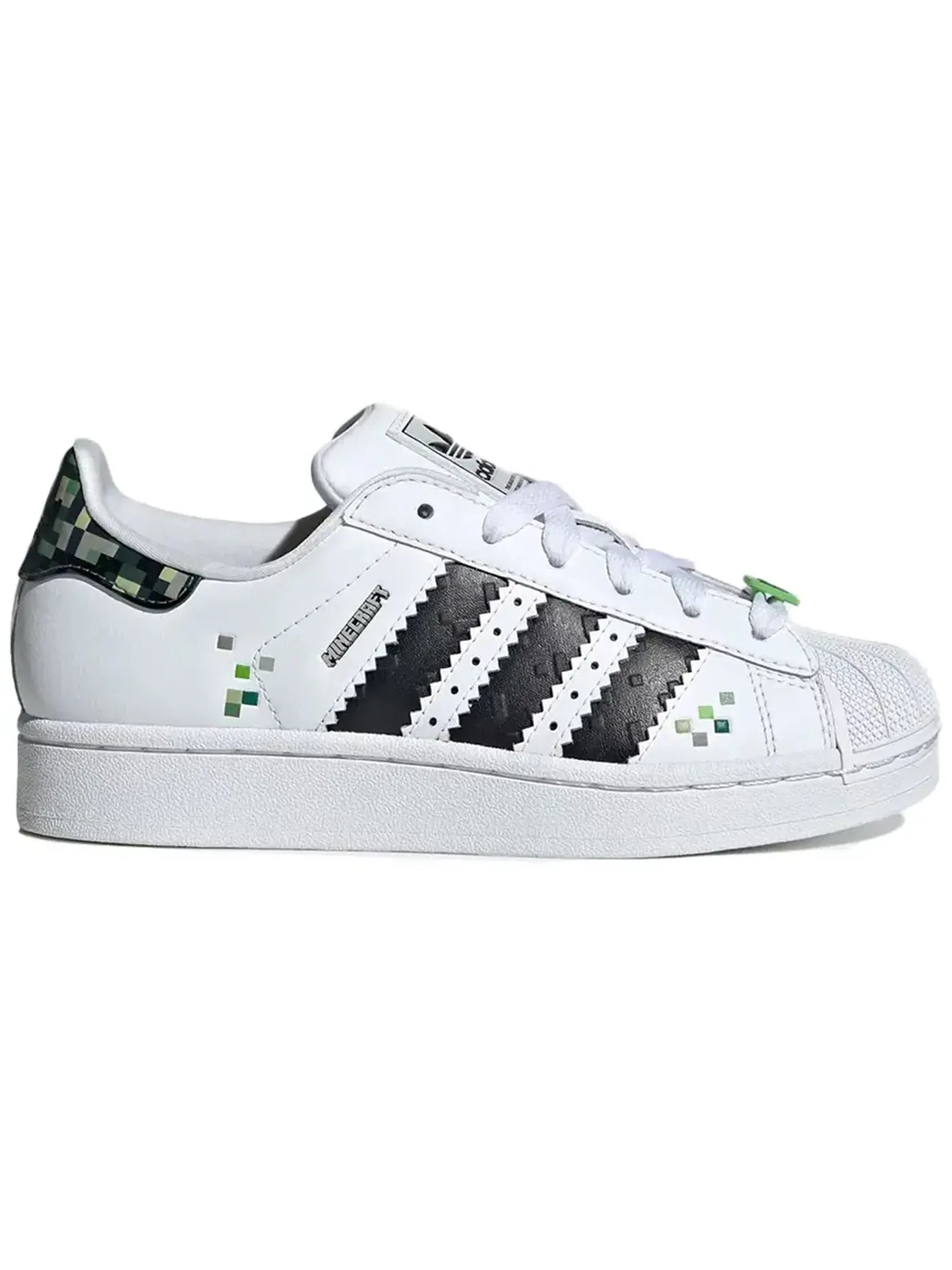 Детские кроссовки с принтом Adidas Superstar Minecraft Creeper (GS) — изображение 1 из 1, белый/черный