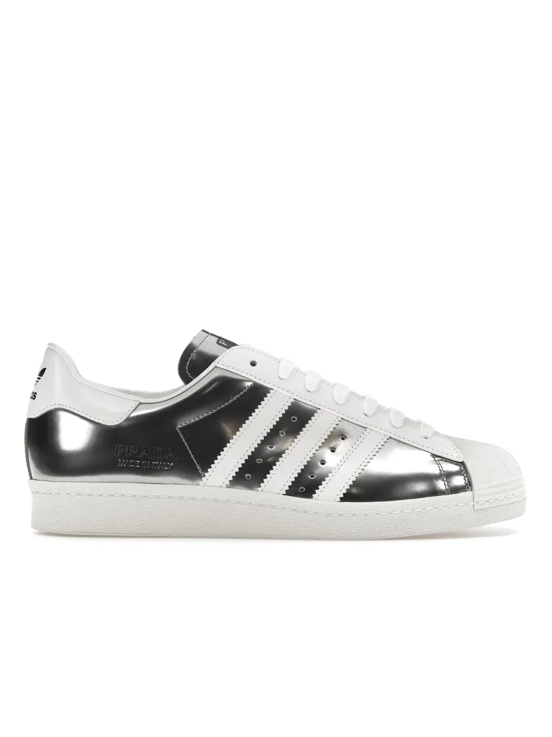 Мужские Кроссовки Классические Adidas Superstar Prada — изображение 1 из 4, серебристый металлик