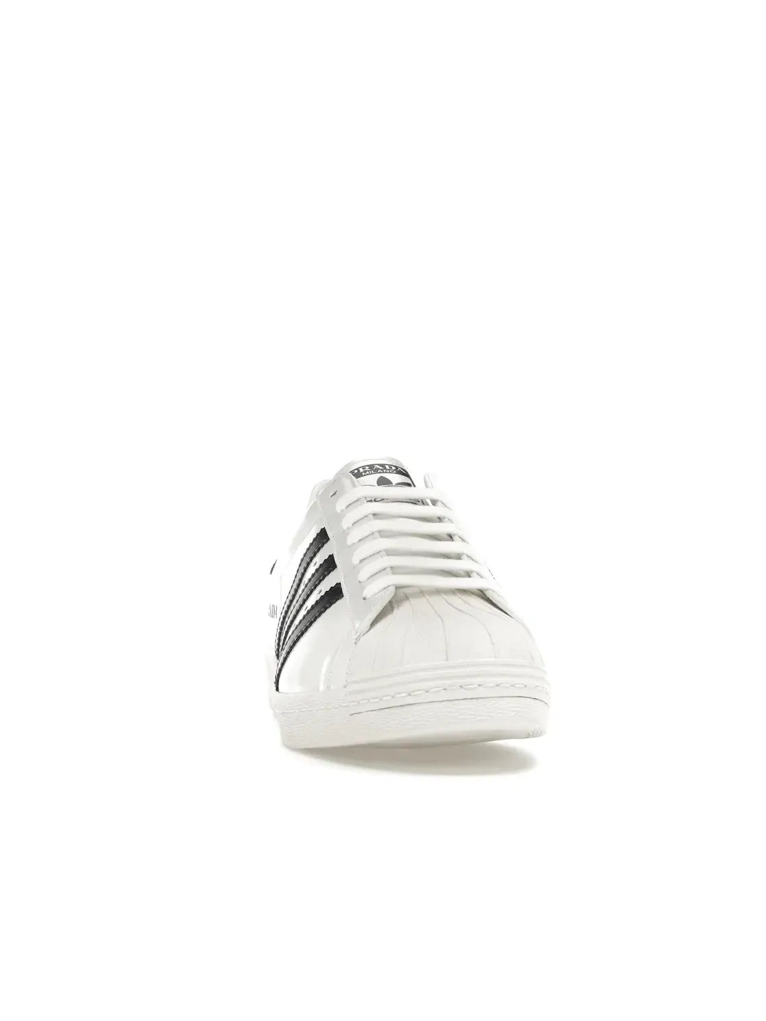 Мужские кроссовки с премиальной кожи Adidas Superstar Prada — изображение 2 из 4, белый черный белый