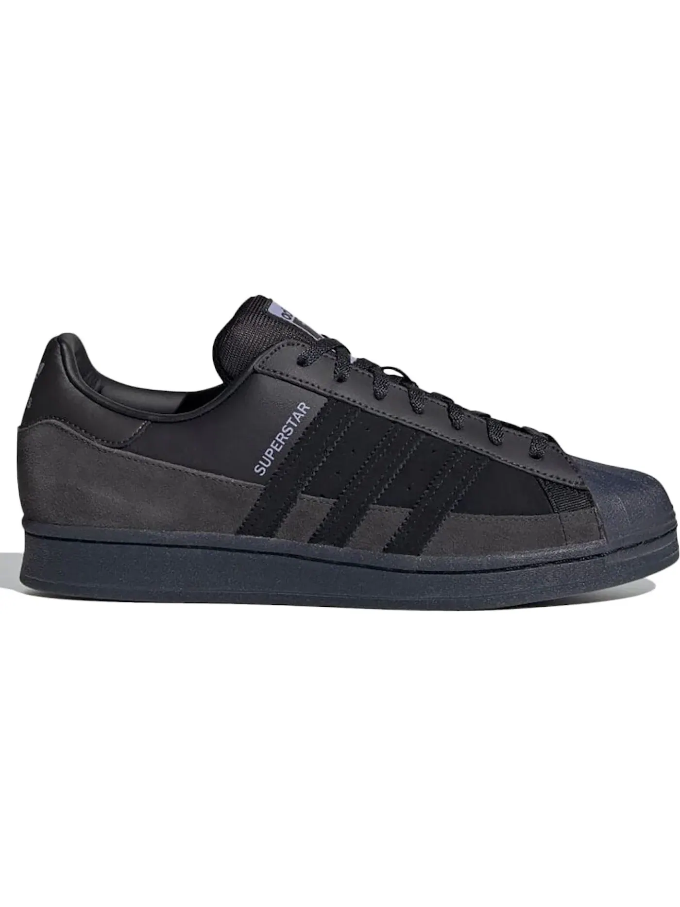 Мужские кроссовки Lifestyle с гладкой кожи и замши Adidas Superstar — изображение 1 из 1, черный/черный-фиолетовый