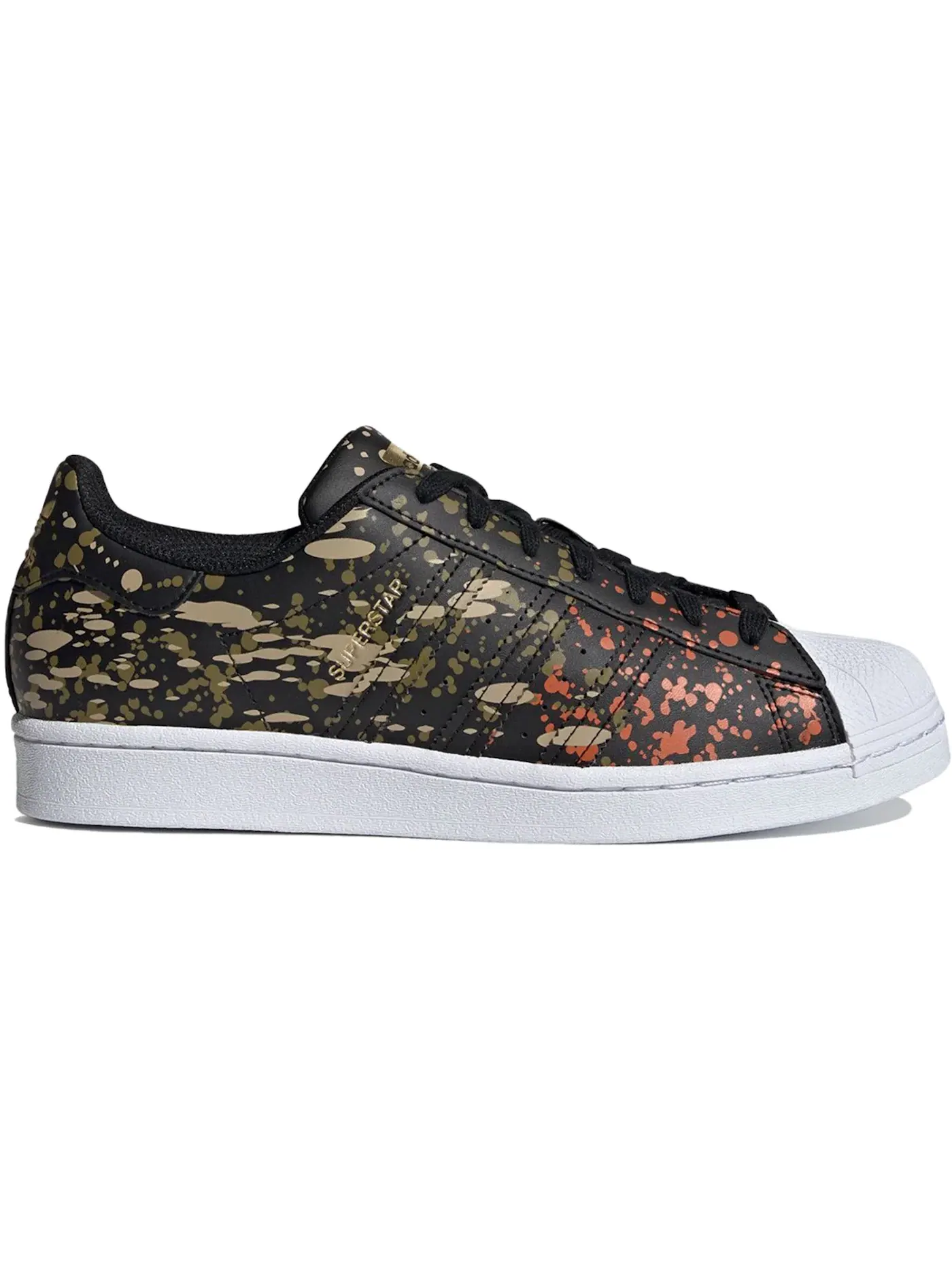Мужские кроссовки Lifestyle с принтом Adidas Superstar Adidas — изображение 1 из 1, черный/черный/оранжевый