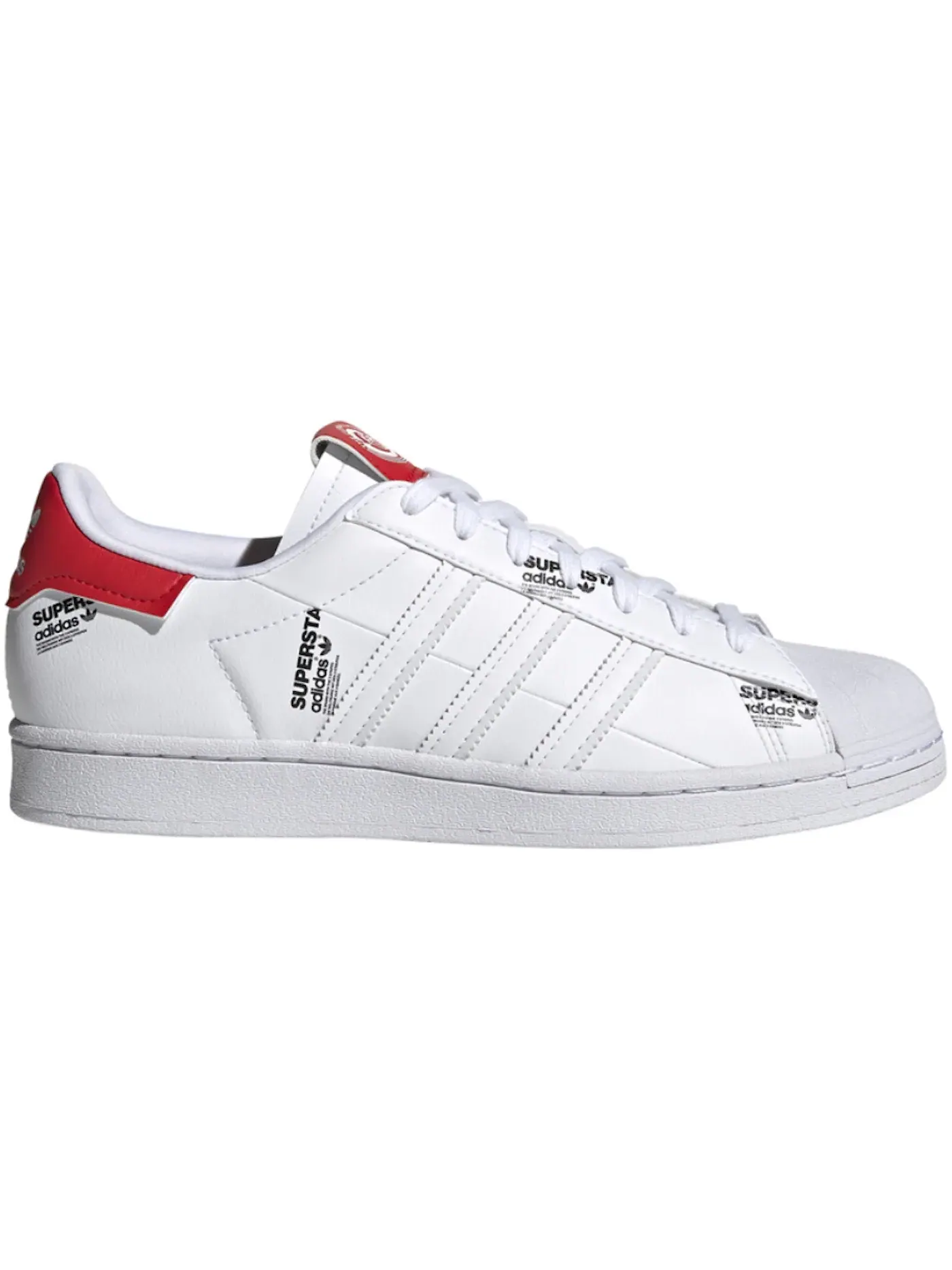 Мужские кроссовки Lifestyle с принтом Adidas Superstar Adidas — изображение 1 из 1, белый/красный/черный