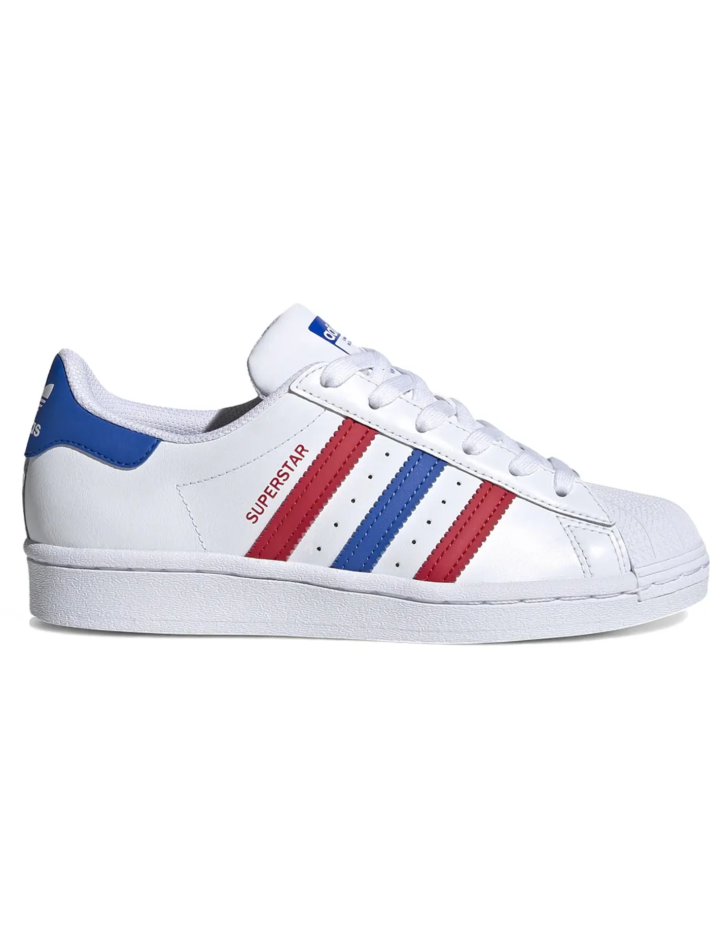 Детские кроссовки для мальчиков с контрастными вставками Adidas Superstar — изображение 1 из 1, белый/синий