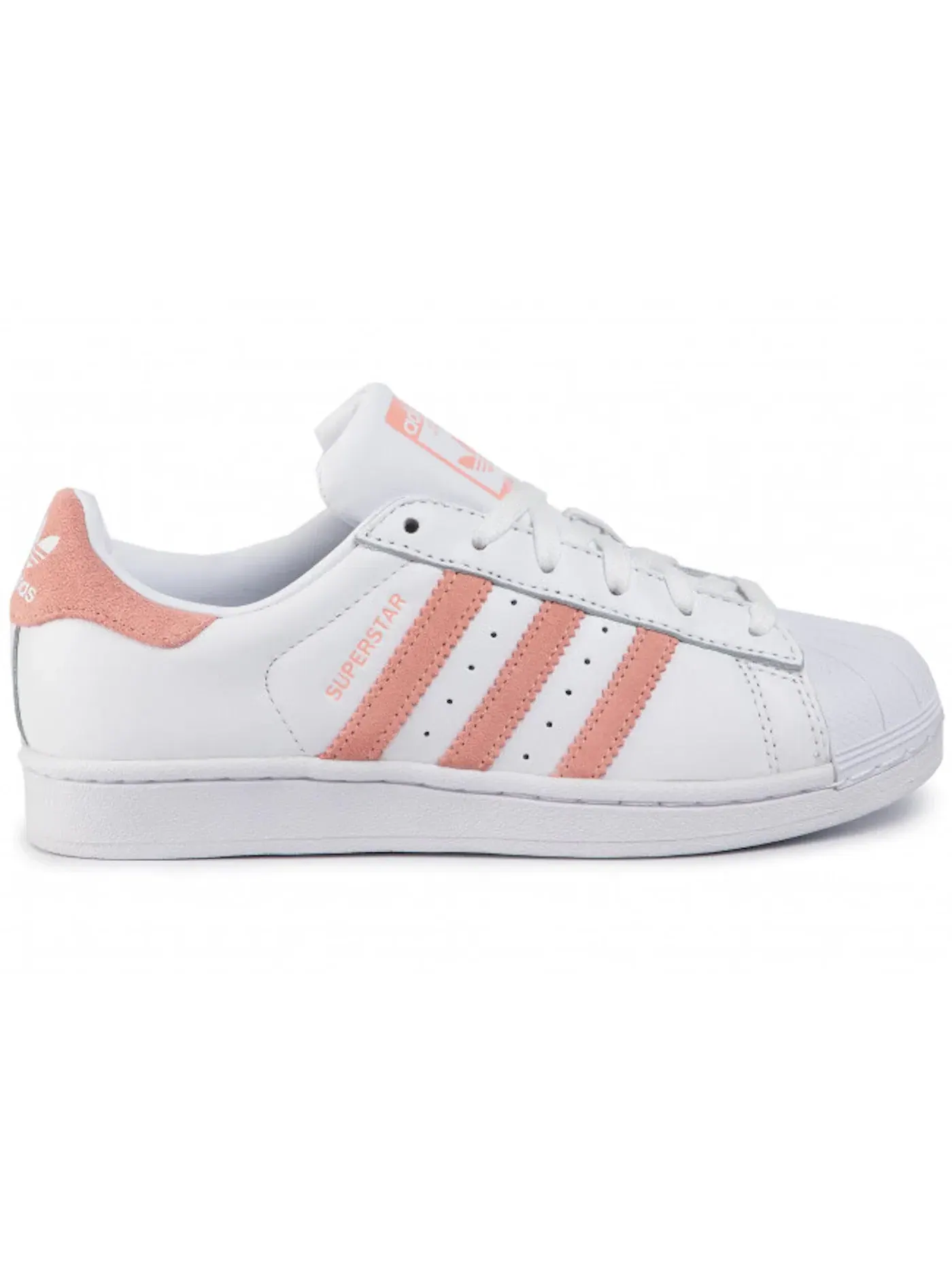 Женские кроссовки Lifestyle с перфорированным носком Adidas Superstar — изображение 1 из 1, белый/розовый/черный