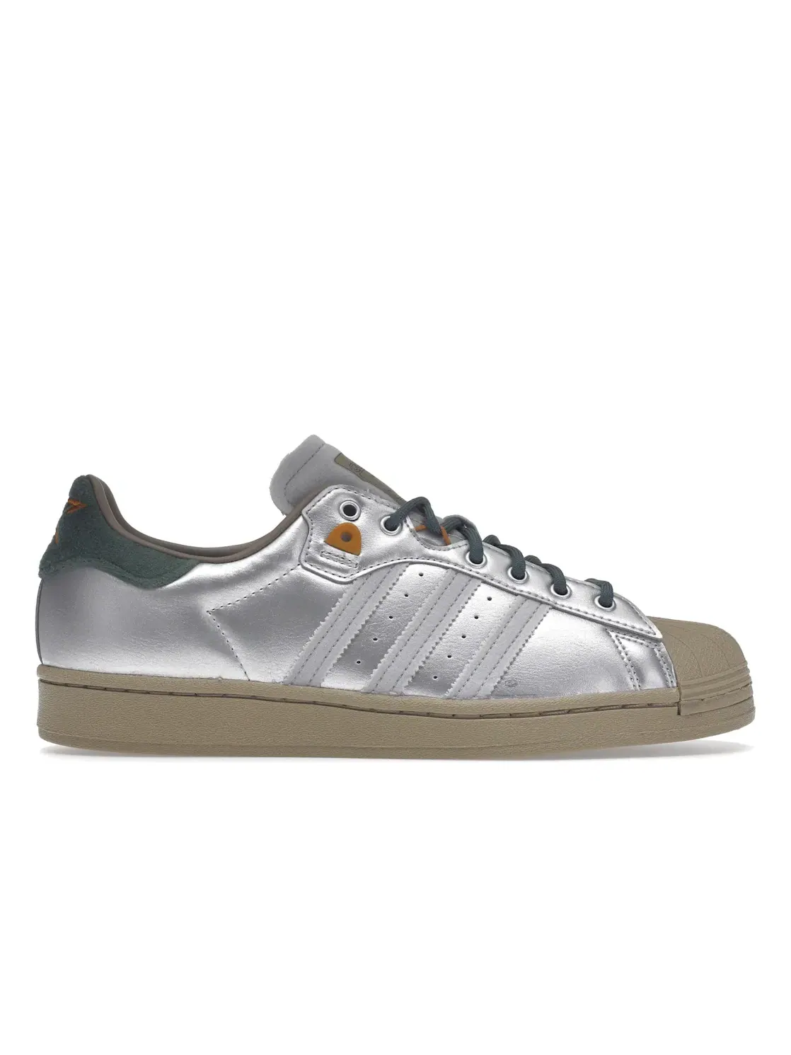 Кроссовки повседневные Adidas Superstar — изображение 1 из 4, серебристый/зеленый