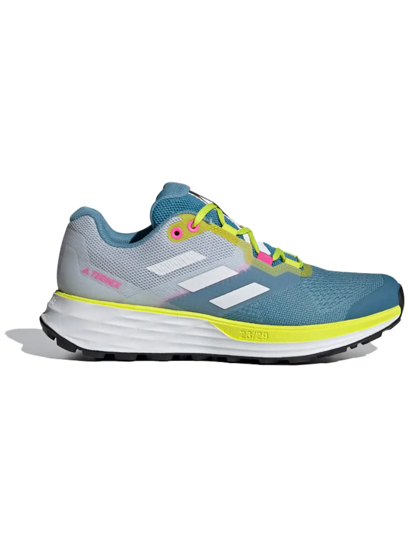 Женские кроссовки для трейла с длинным шнурком Adidas Terrex Two Flow Trail — изображение 1 из 1, синий белый желтый