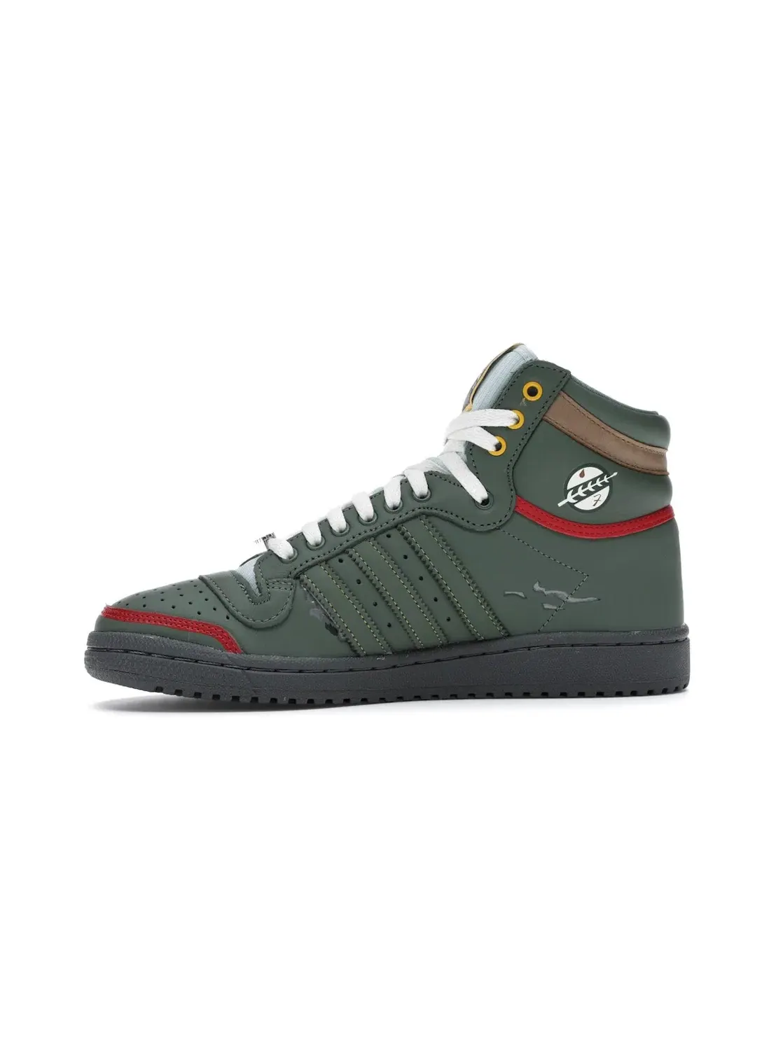 Мужские кроссовки кожаные с принтом Top Ten Hi Adidas — изображение 3 из 4, зеленый зеленый