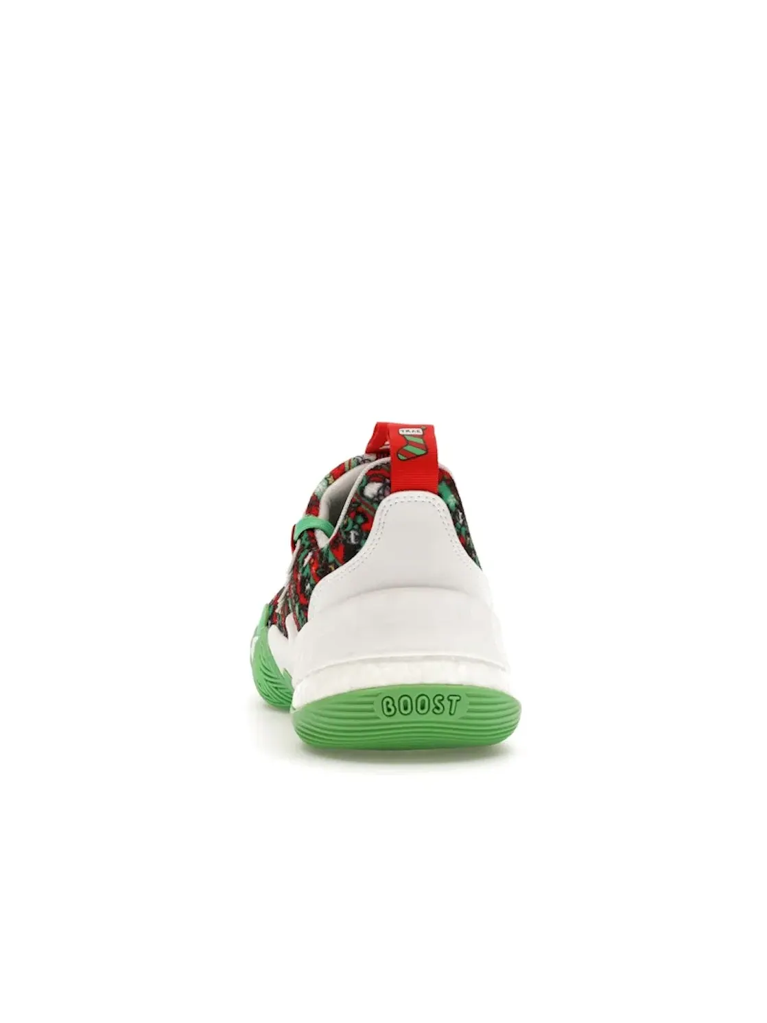 Мужские баскетбольные кроссовки с рождественским дизайном Adidas Trae Young 1 — изображение 4 из 4, зеленый/красный/белый