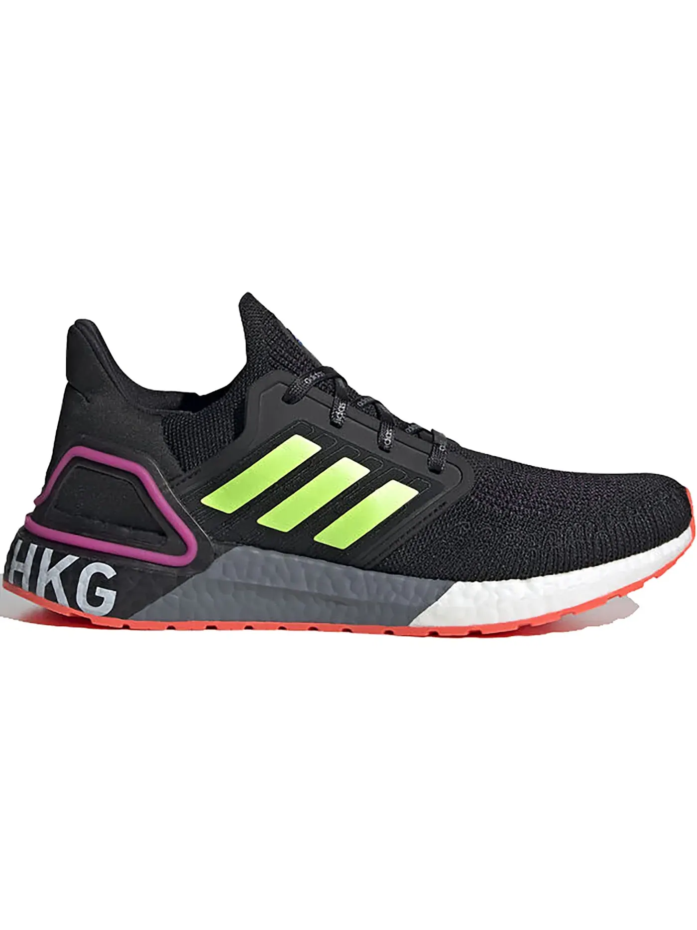 Мужские кроссовки для бега Adidas Ultra Boost 20 — изображение 1 из 1, черный/зеленый/розовый