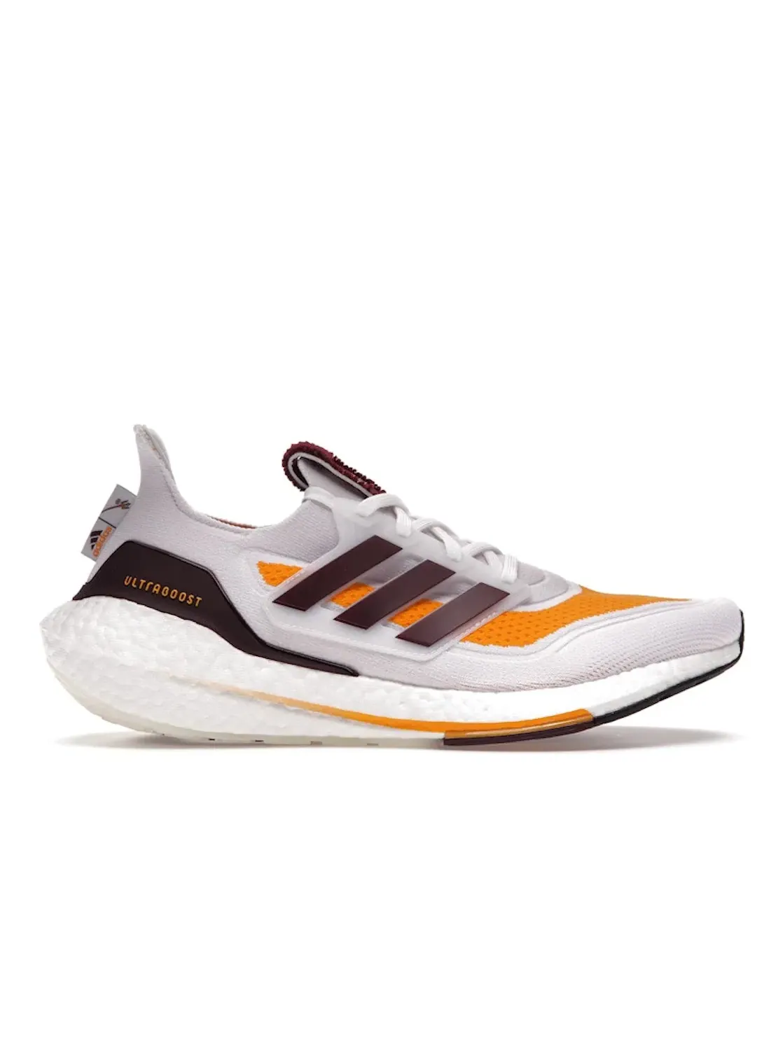 Мужские кроссовки для бега с технологией Boost Adidas Ultra Boost 21 — изображение 1 из 4, белый//золотистый