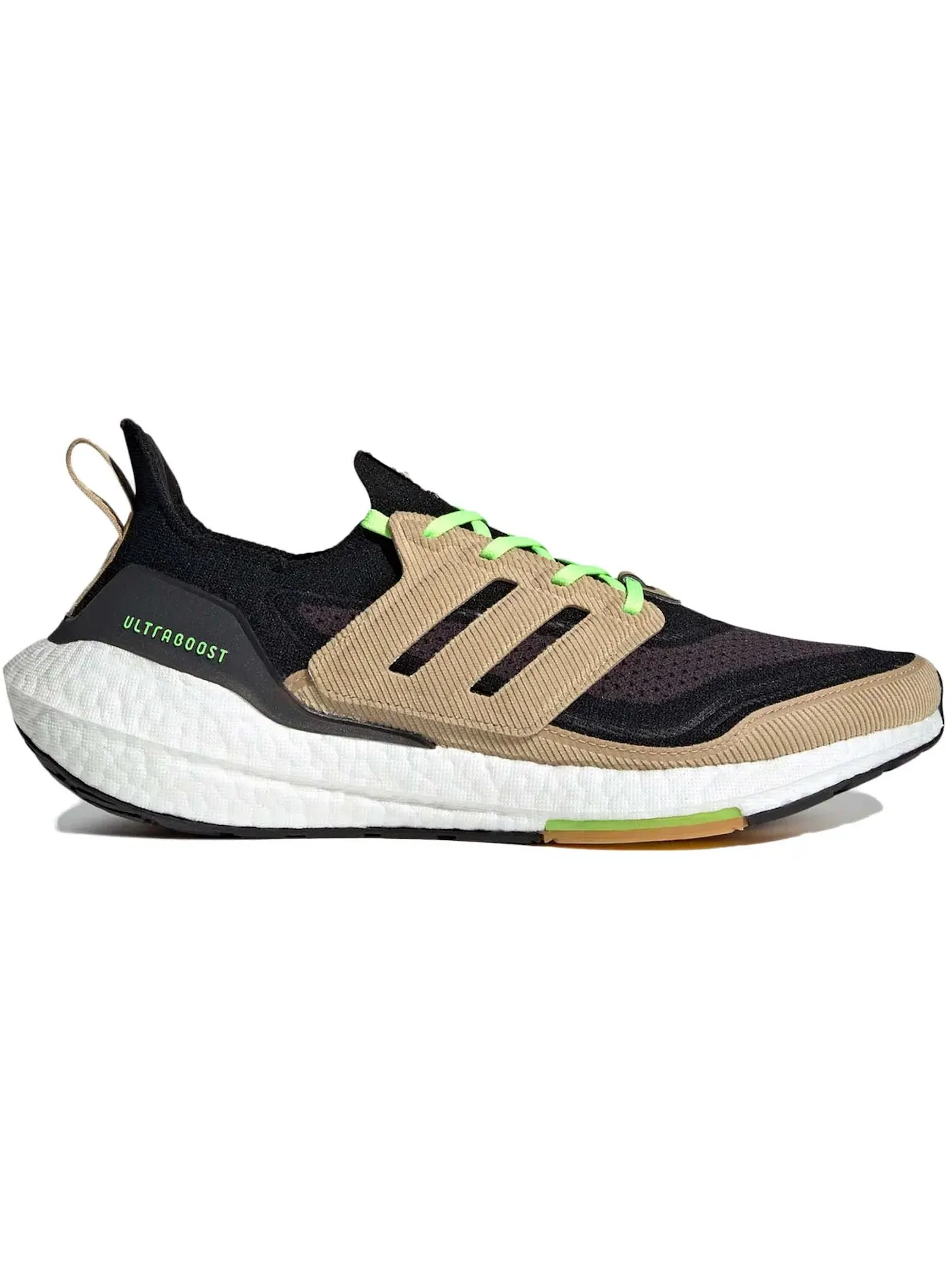 Мужские кроссовки для бега Adidas Ultra Boost 21 — изображение 1 из 1, черный/бежевый/зеленый