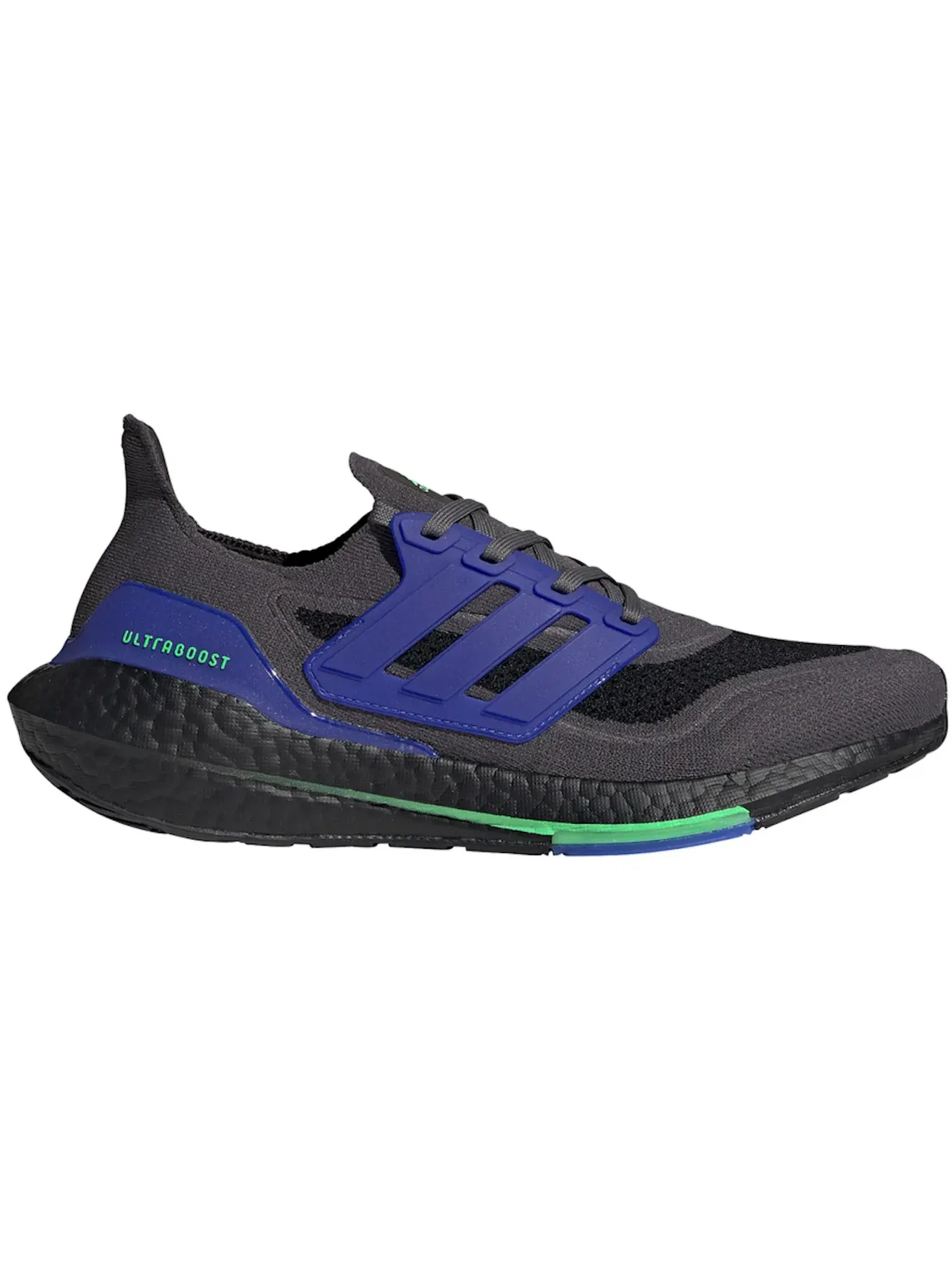 Мужские кроссовки для бега с амортизацией Adidas Ultra Boost 21 — изображение 1 из 1, серый/черный/зеленый