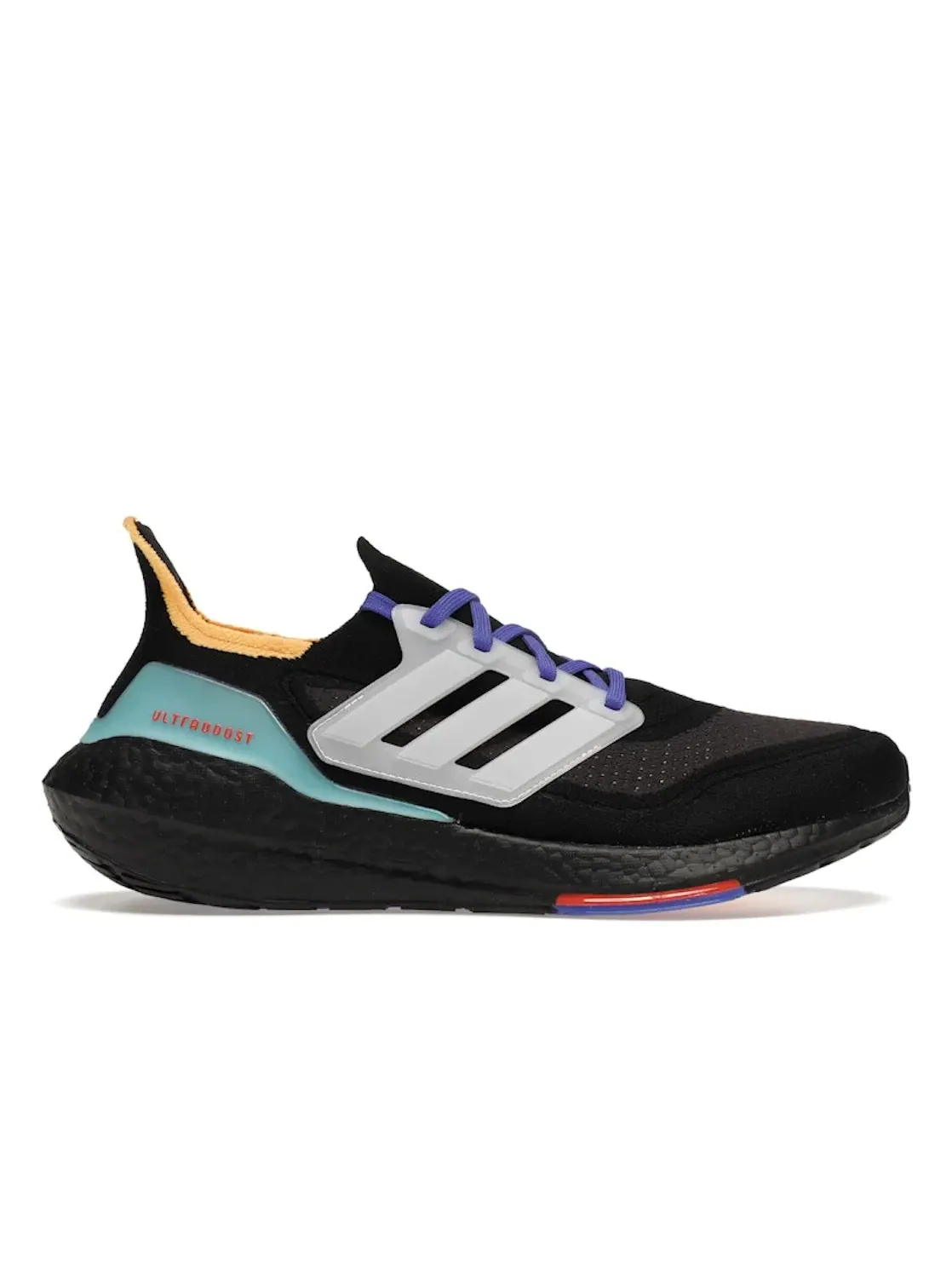 Мужские кроссовки для бега с технологией Boost Adidas Ultra Boost 21 — изображение 1 из 4, черный/белый/голубой