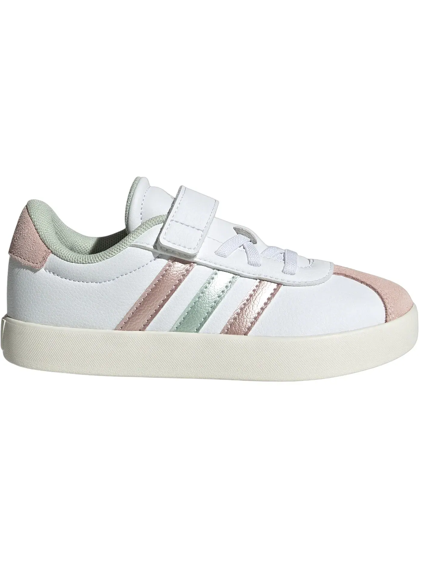 Детские кроссовки для активного отдыха Adidas VL Court 3.0 — изображение 1 из 1, белый зеленый розовый