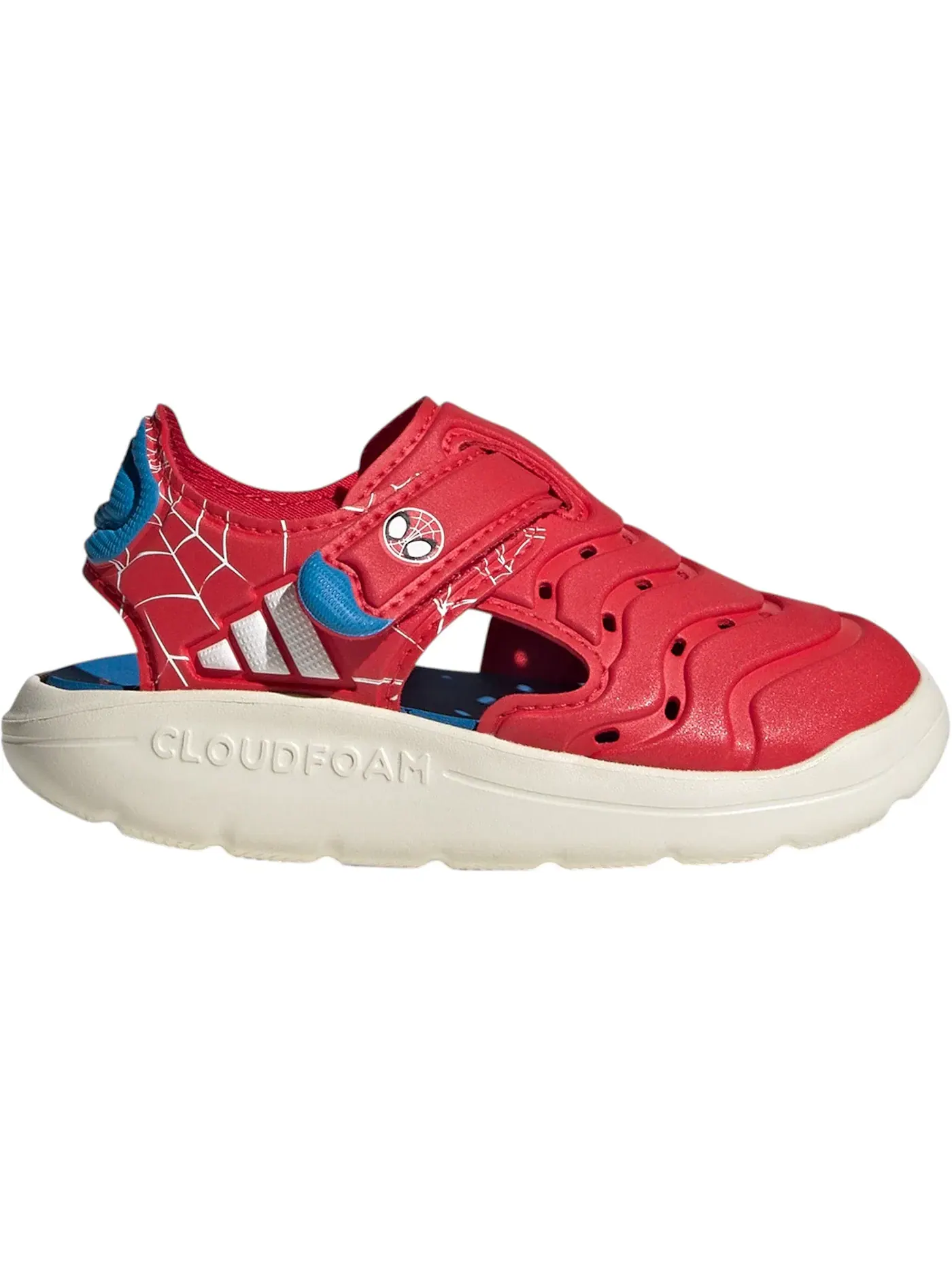 Детские сандалии с принтом Marvel Spider-Man Adidas Water Sandals — изображение 1 из 1, белый/яркий синий