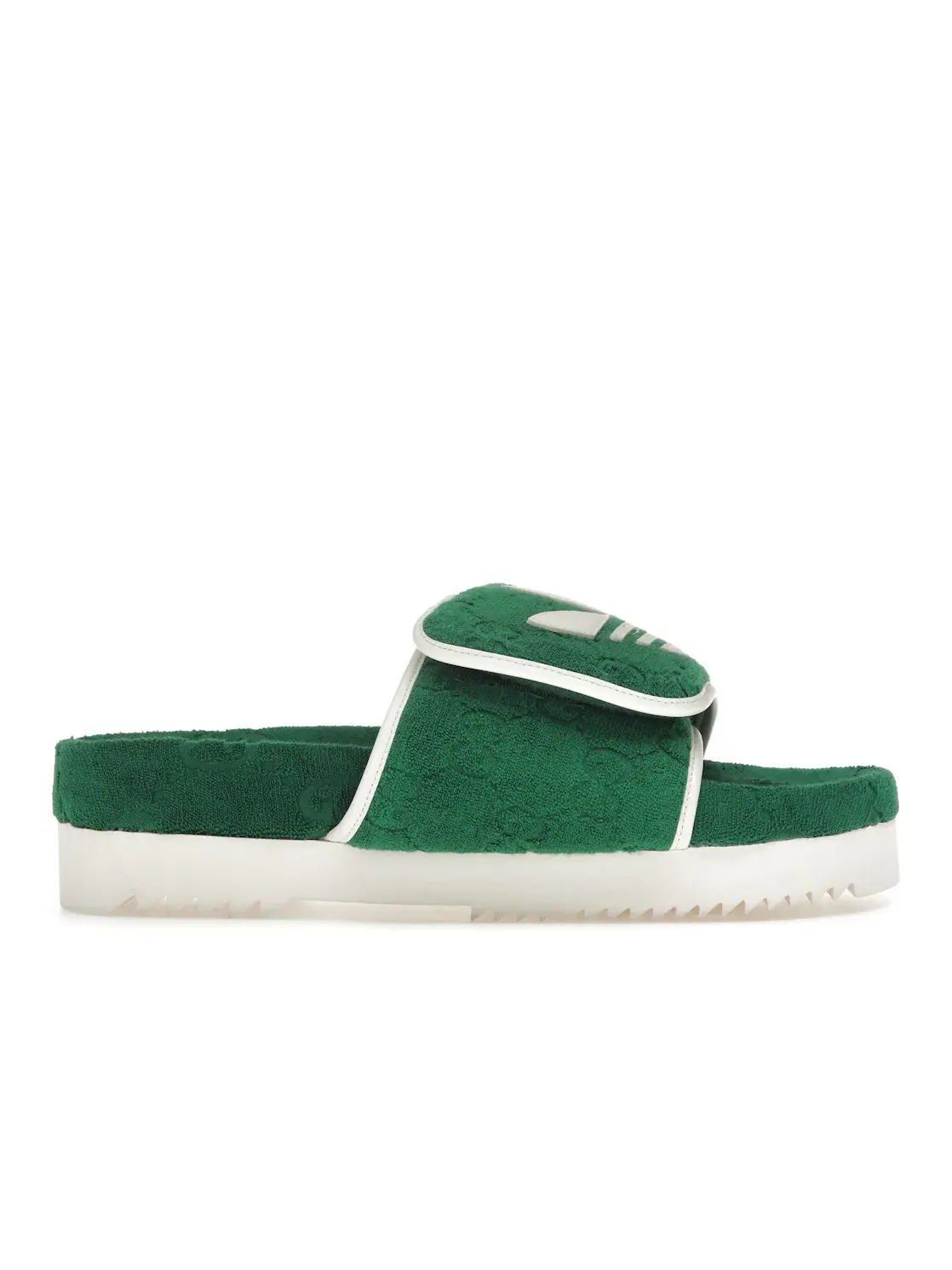 Сандалии-слайды мужские Adidas x Gucci GG Platform Sandal, с принтом — изображение 1 из 4, зеленый/белый