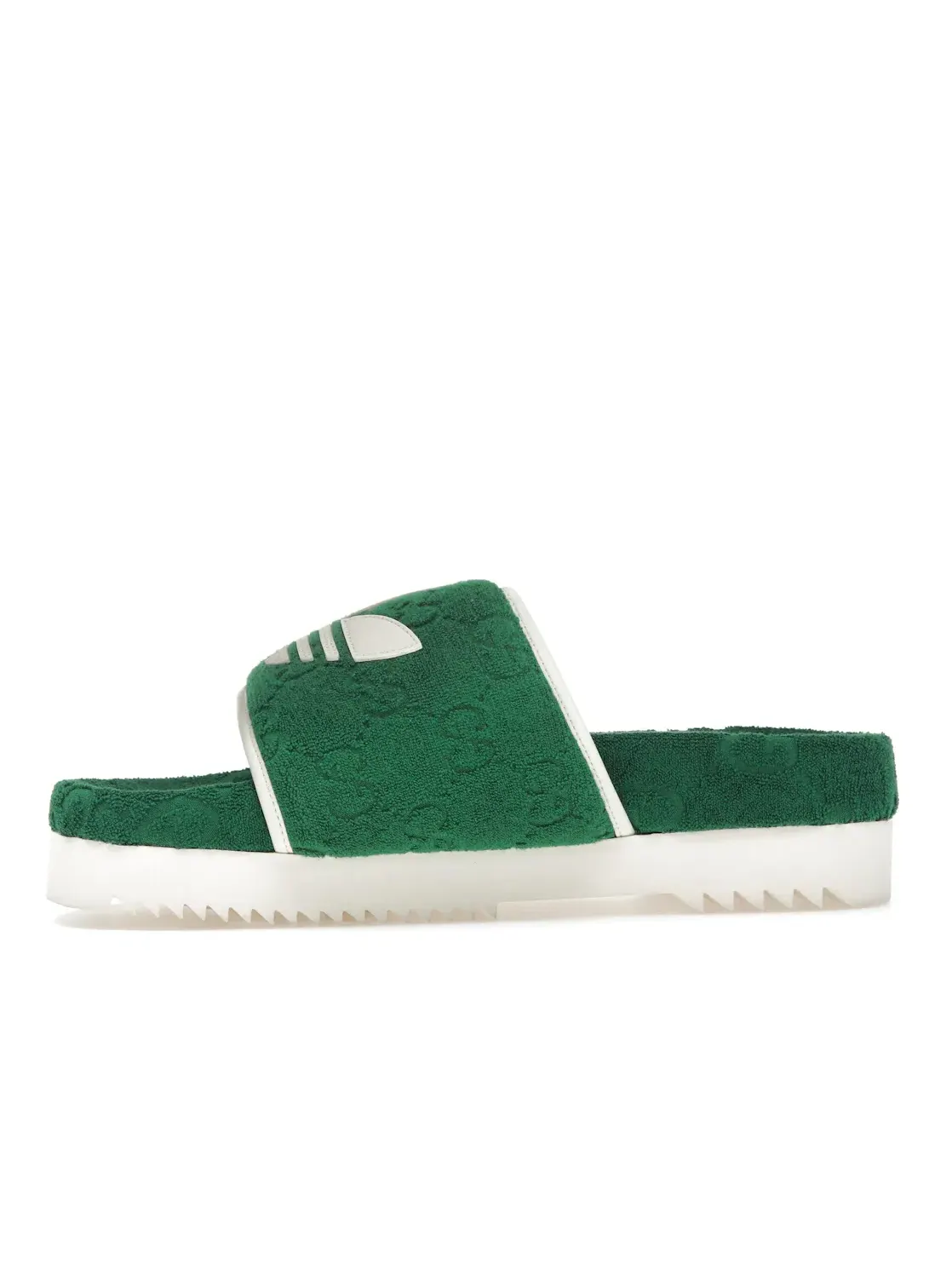 Сандалии-слайды мужские Adidas x Gucci GG Platform Sandal, с принтом — изображение 3 из 4, зеленый/белый